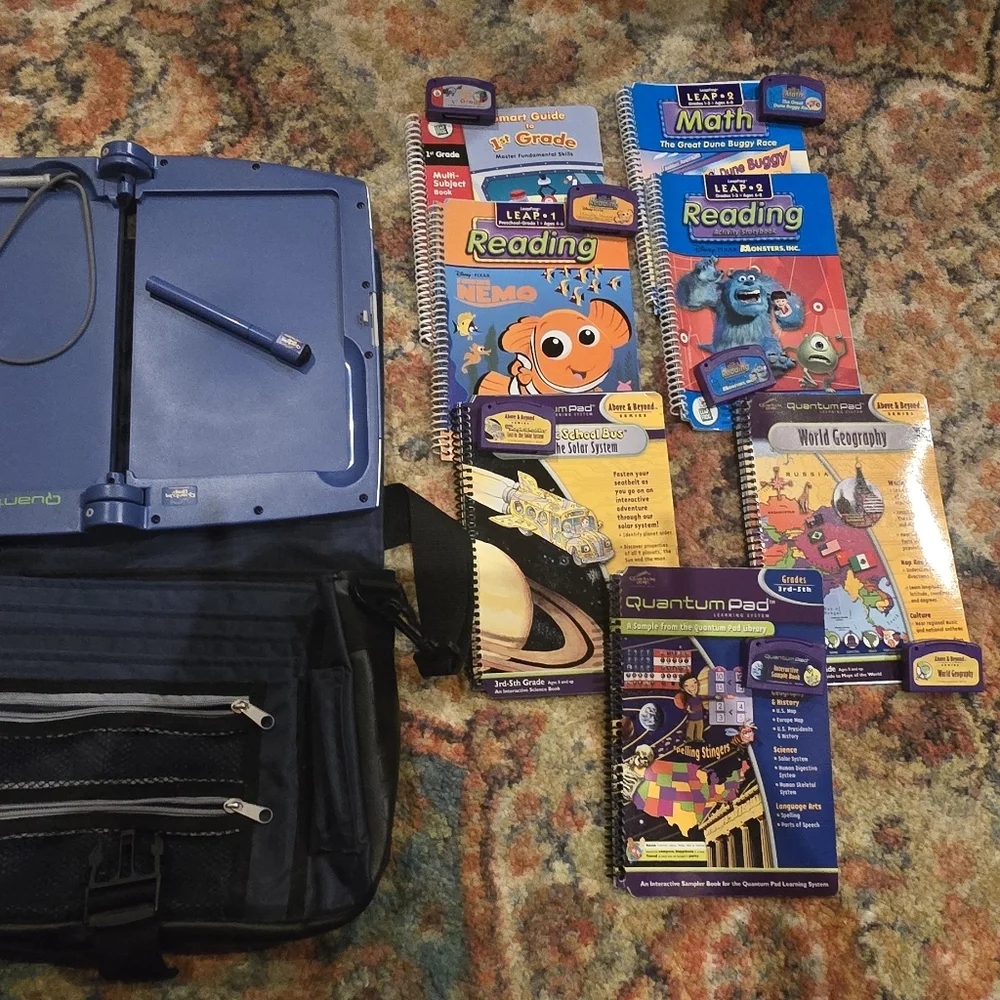 Leapfrog Quantum Kids Educational Learning Console Bundle with Laptop Bag, Games