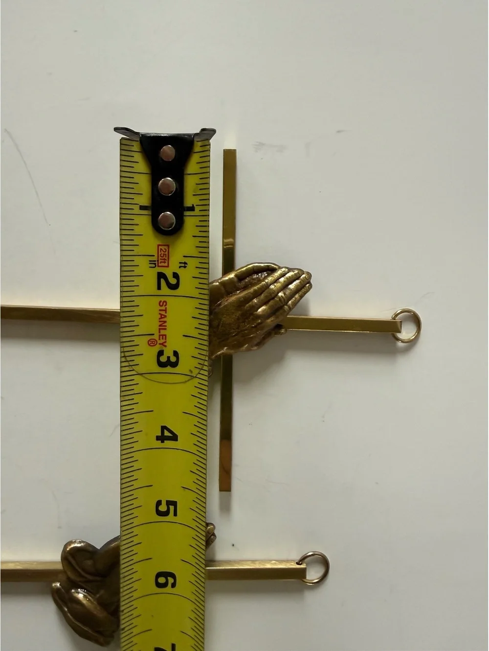Vintage Brass Praying Hands Wall Crosses Set of 2 Religious Christian Wall Decor