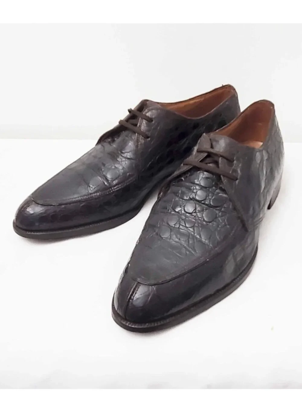 Vintage 50s Men's Brown Genuine Alligator Split Toe Oxfords Shoes 8.5