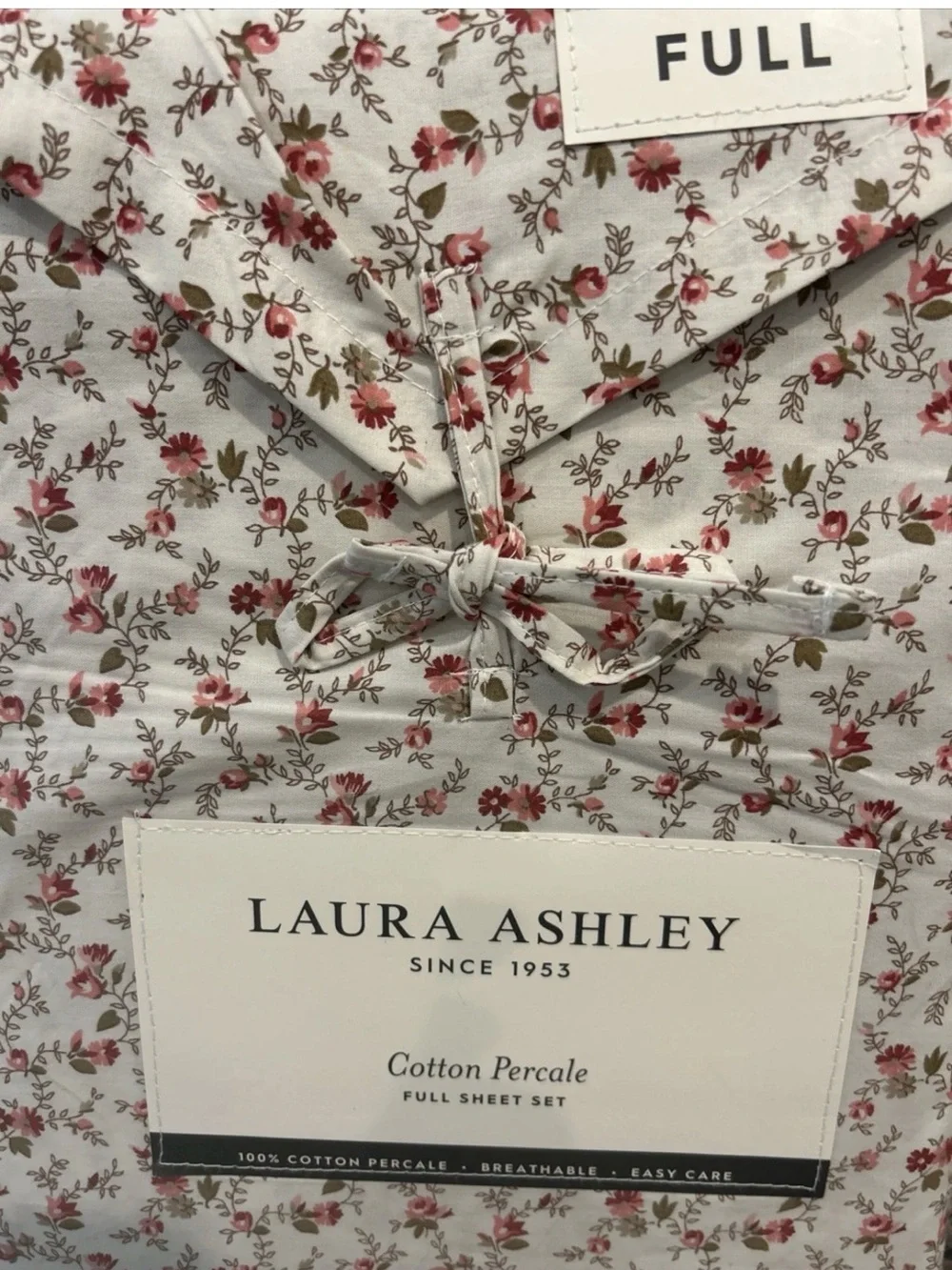 Laura Ashley Full Sheet Set Sweet Success Floral  100% Cotton Percale