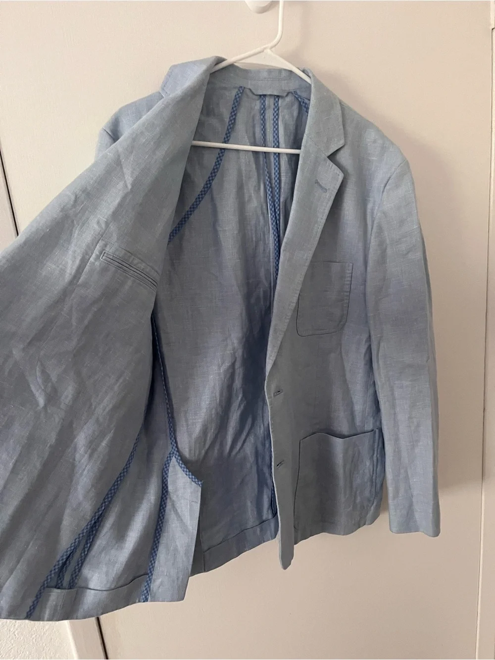 Vineyard Vines Mens Linen Cotton Unstructured Blazer Light Blue Size Large