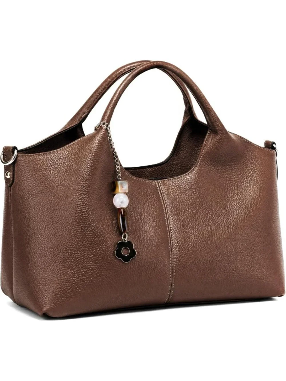 Chic Medium Vegan Leather Satchel Purse for Women - Stylish Crossbody Hobo Bag