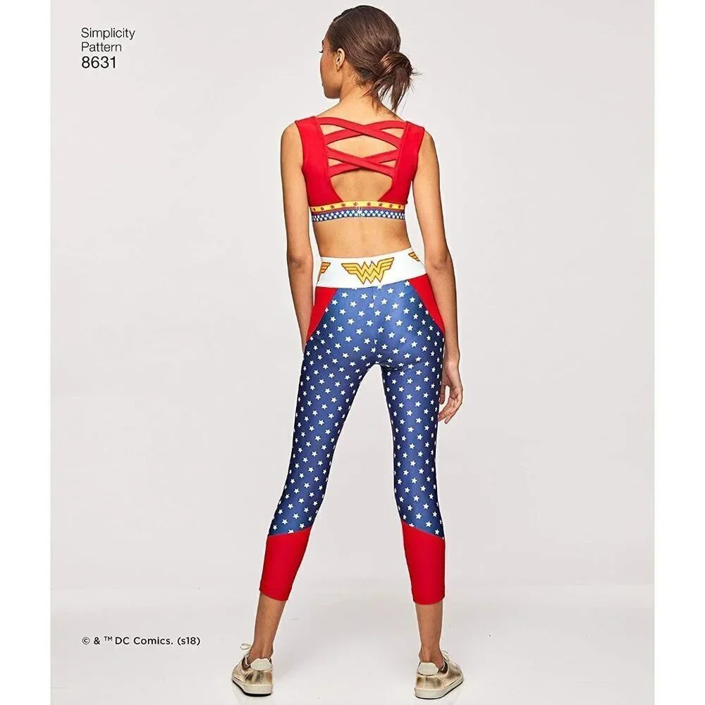 Simplicity Sewing Pattern 8631 0948 Wonder Woman Knit Sports Bra Top‎ Leggings