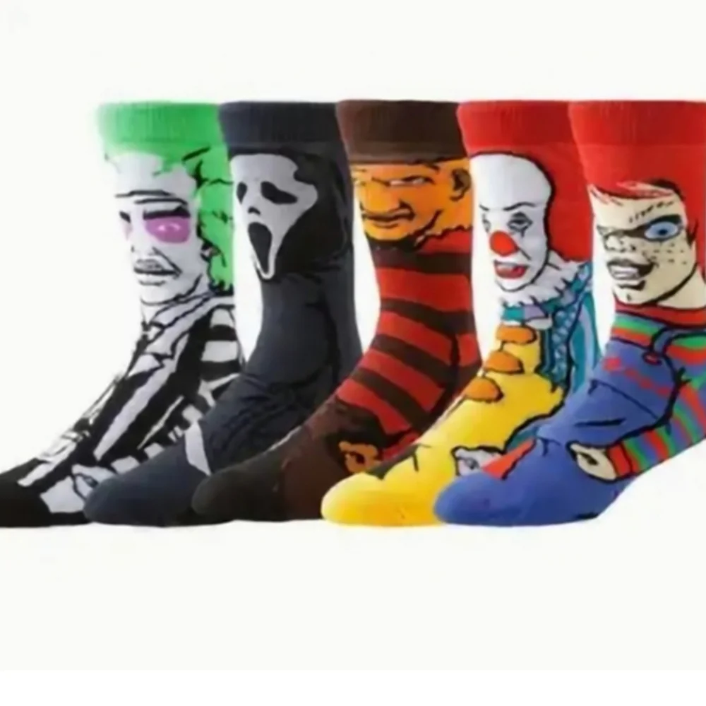 5 Pair Cartoon Character Anime Socks, Unisex Adult