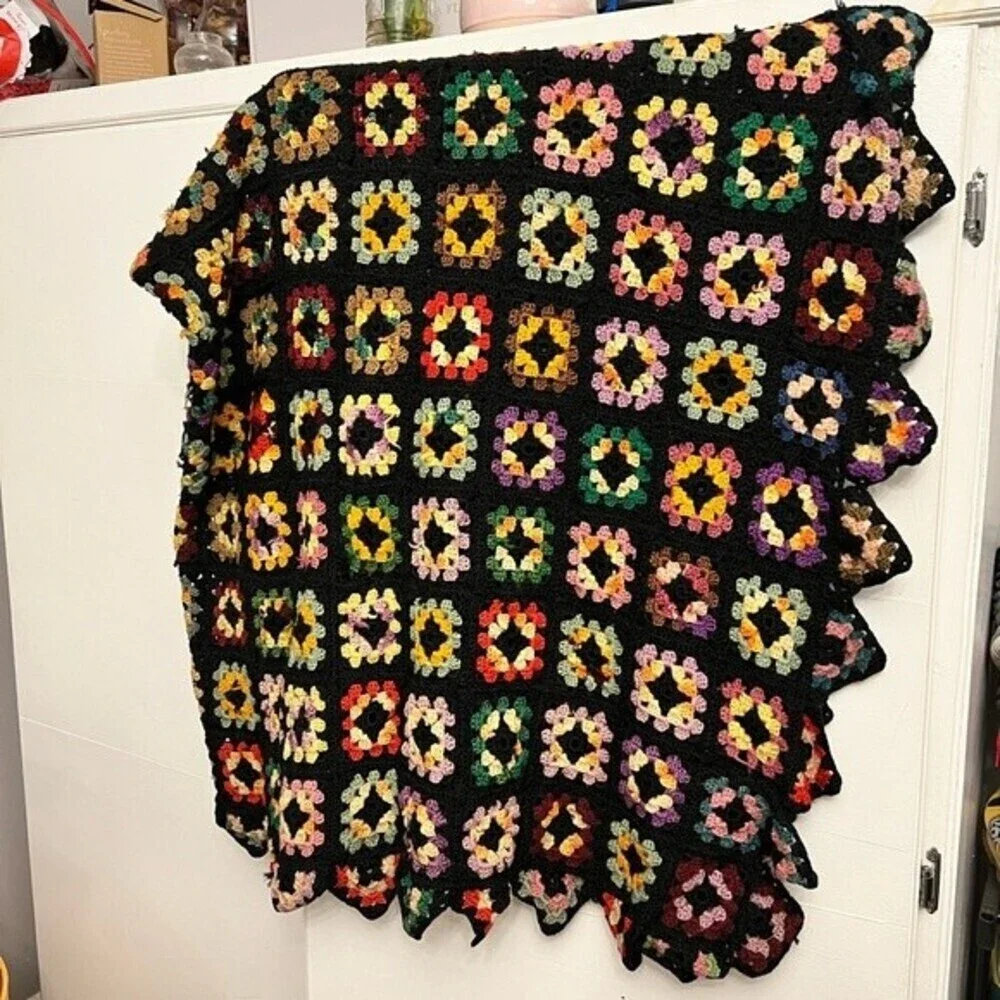 Large Granny Square Crochet Blanket