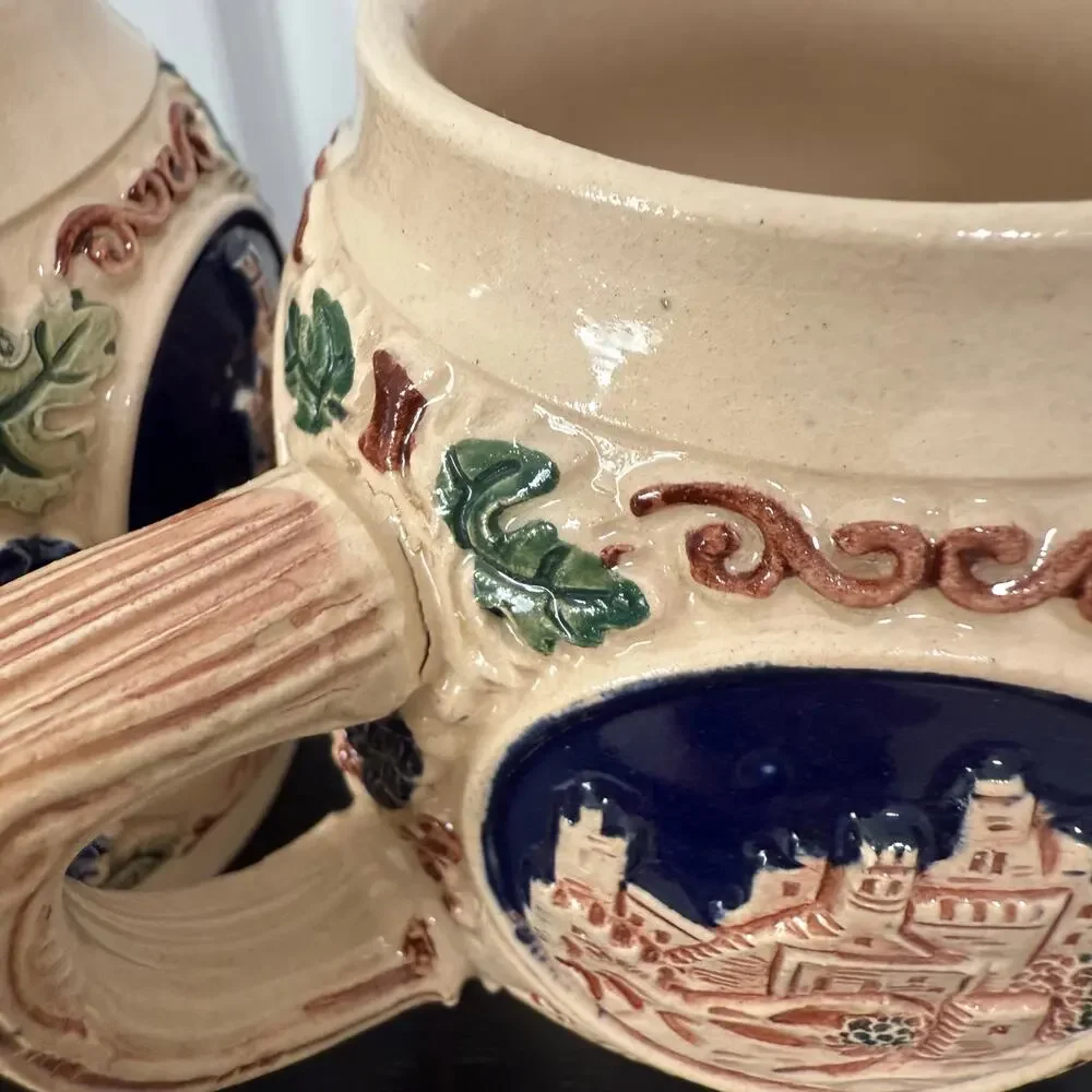Gerz West Germany Castle Stein Small Mug Cups Set 0f 4