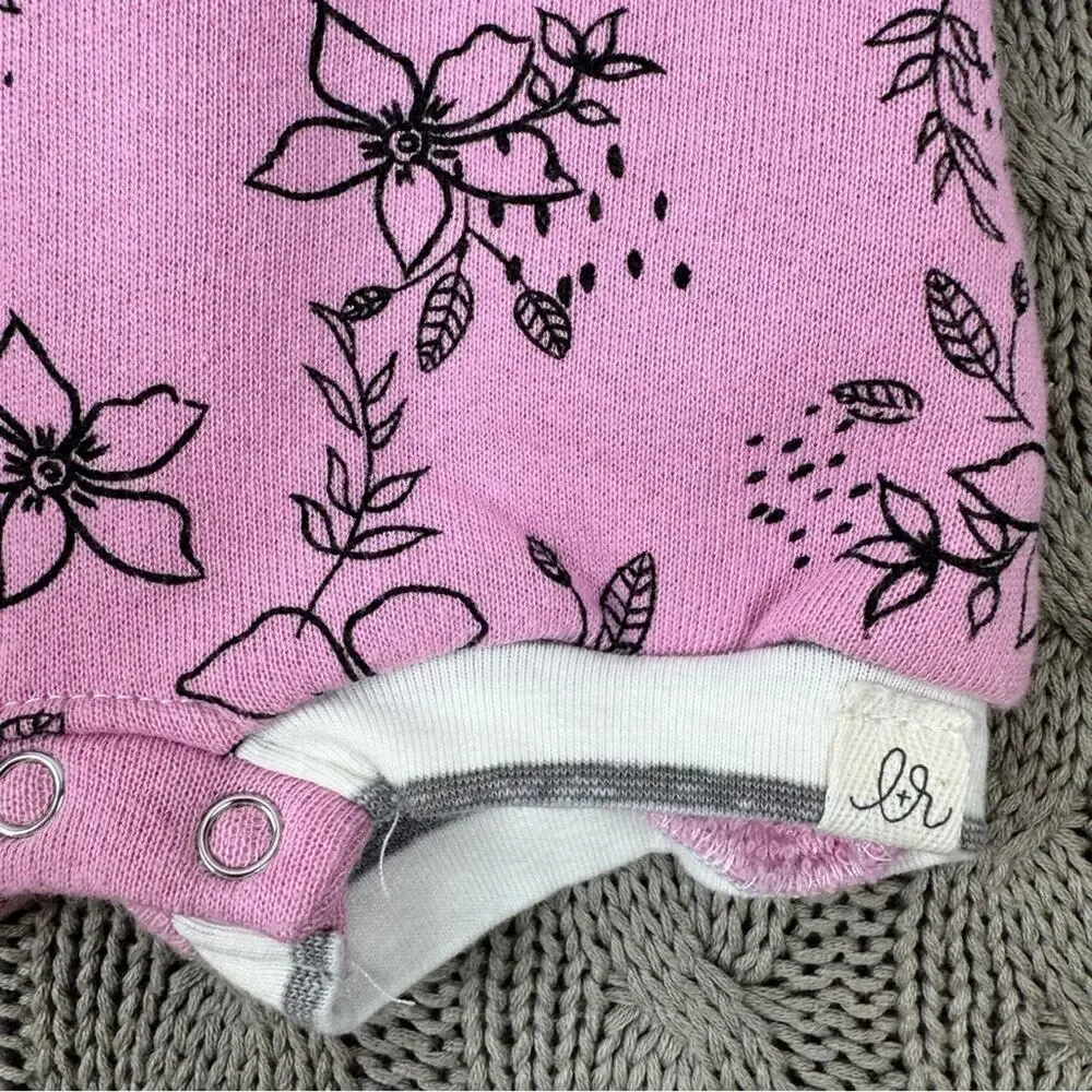 Little Road Co. Lulu & Roo Pink Floral Baby Romper USA Made ~ 3/6M