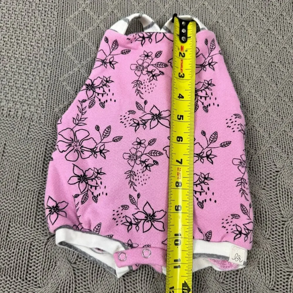 Little Road Co. Lulu & Roo Pink Floral Baby Romper USA Made ~ 3/6M