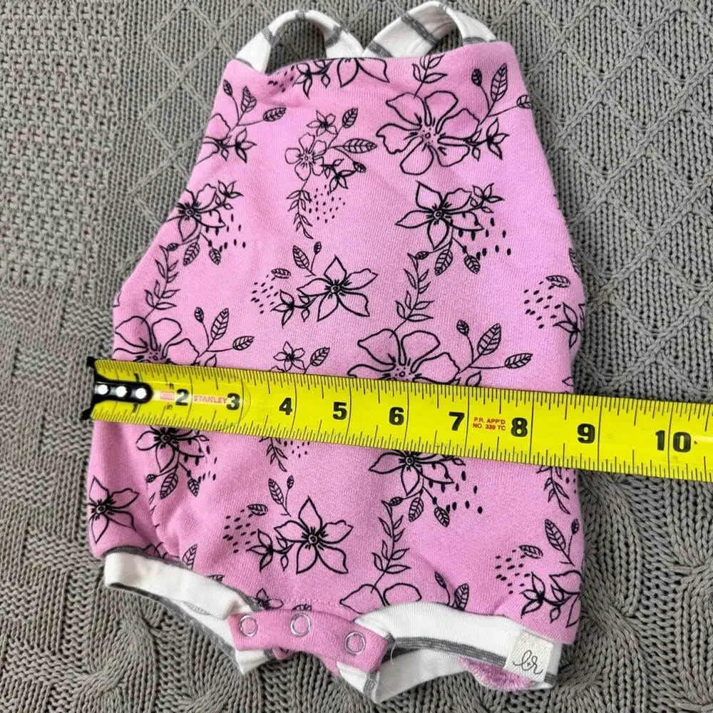 Little Road Co. Lulu & Roo Pink Floral Baby Romper USA Made ~ 3/6M
