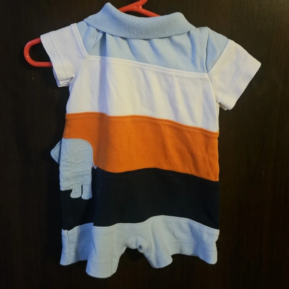 Gymboree Blue and Orange Baby Romper With Elephant