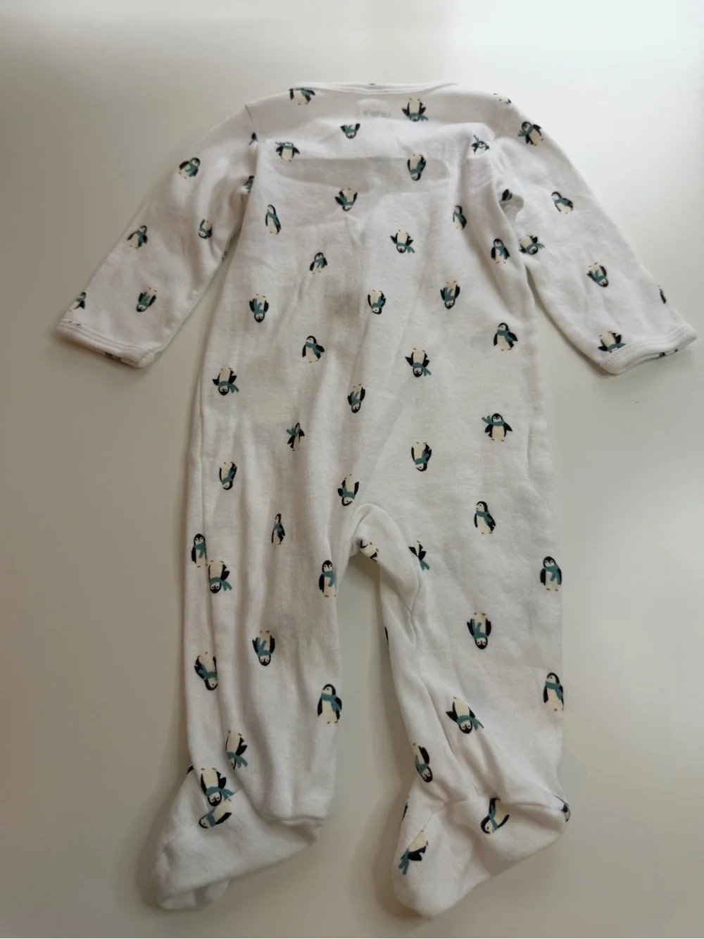 Carter's White Footed One-Piece with Penguin Print
