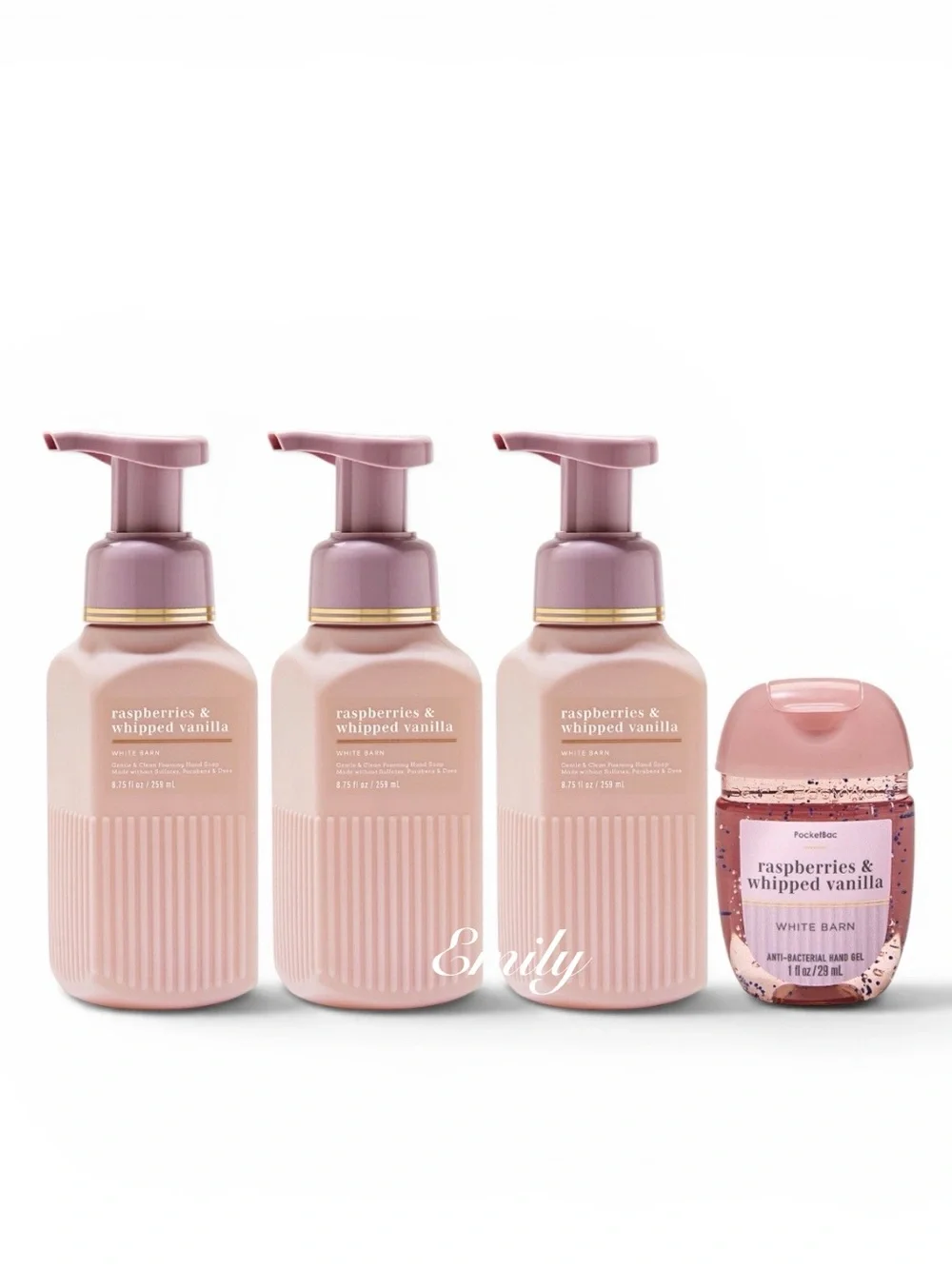 3X BBW Luxe RASPBERRIES & WHIPPED VANILLA Foam Hand Soap 8.75 fl oz Set Bundle