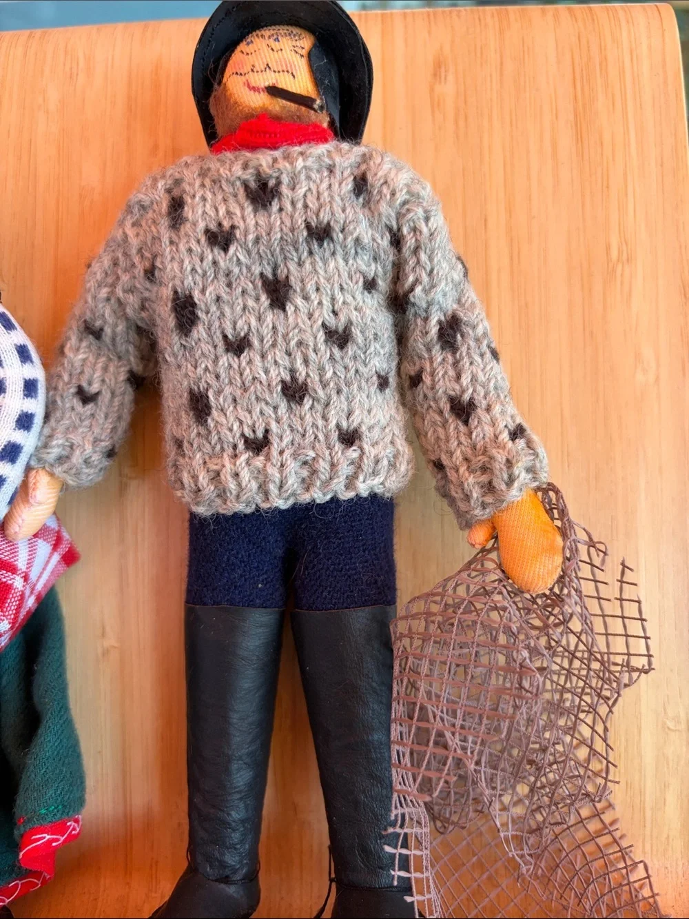 Vintage fishing dolls black pair folk