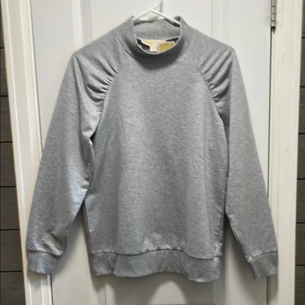 Michael Michael Kors Pearl Heather Ruched Shoulders Lightweight Sweatshirt S NWT