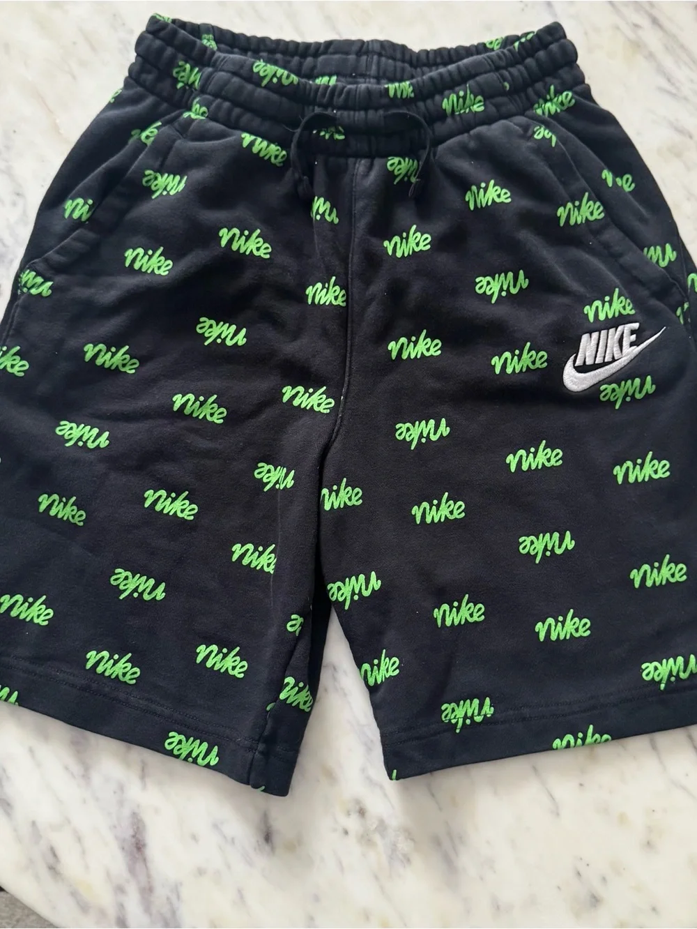 Nike Boys Black & Green Logo Shorts - XL