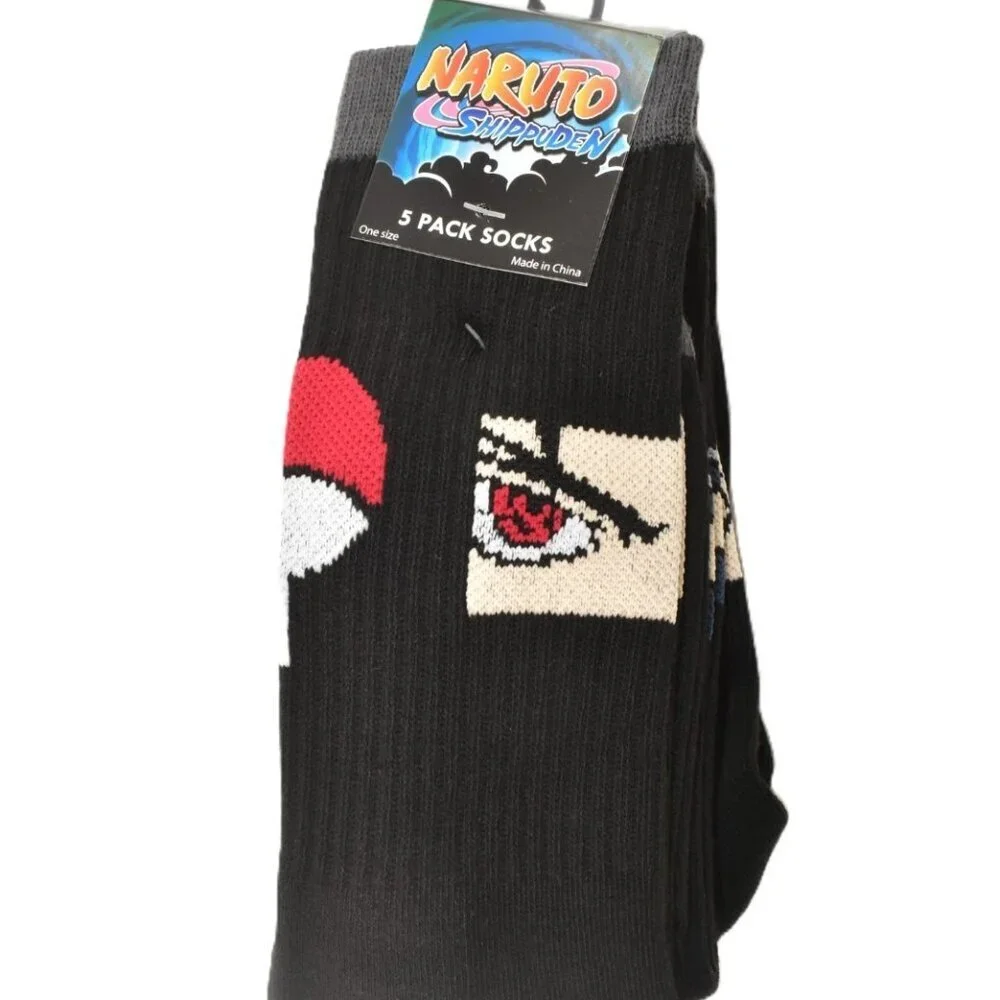NARUTO SHIPPUDEN 5 PACK SOCKS ONE SIZE FITS NEW WITH TAGS