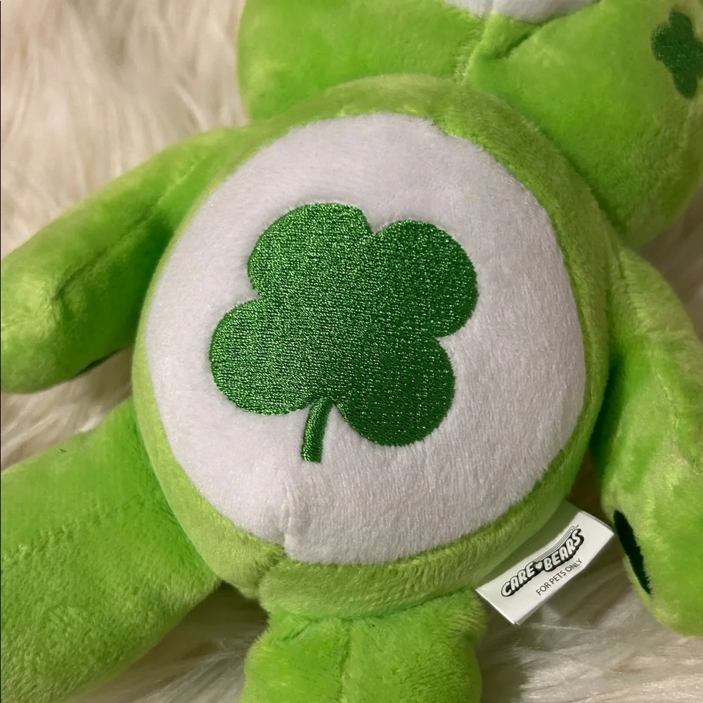 NEW! Care Bears Green Lucky Bear Plush Squeaky Dog Toy