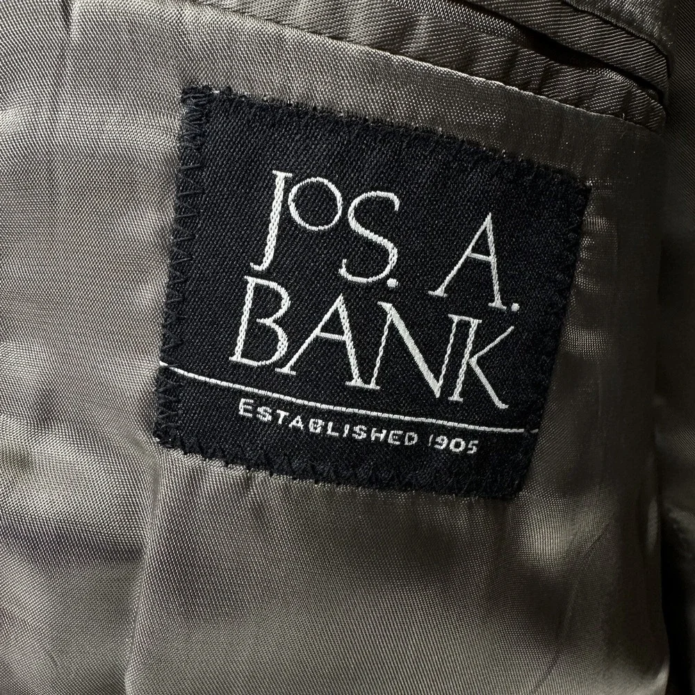 Jos A Bank Suit Sport‎ Jacket Mens 46R Black Tan Gray Houndstooth 100% Wool