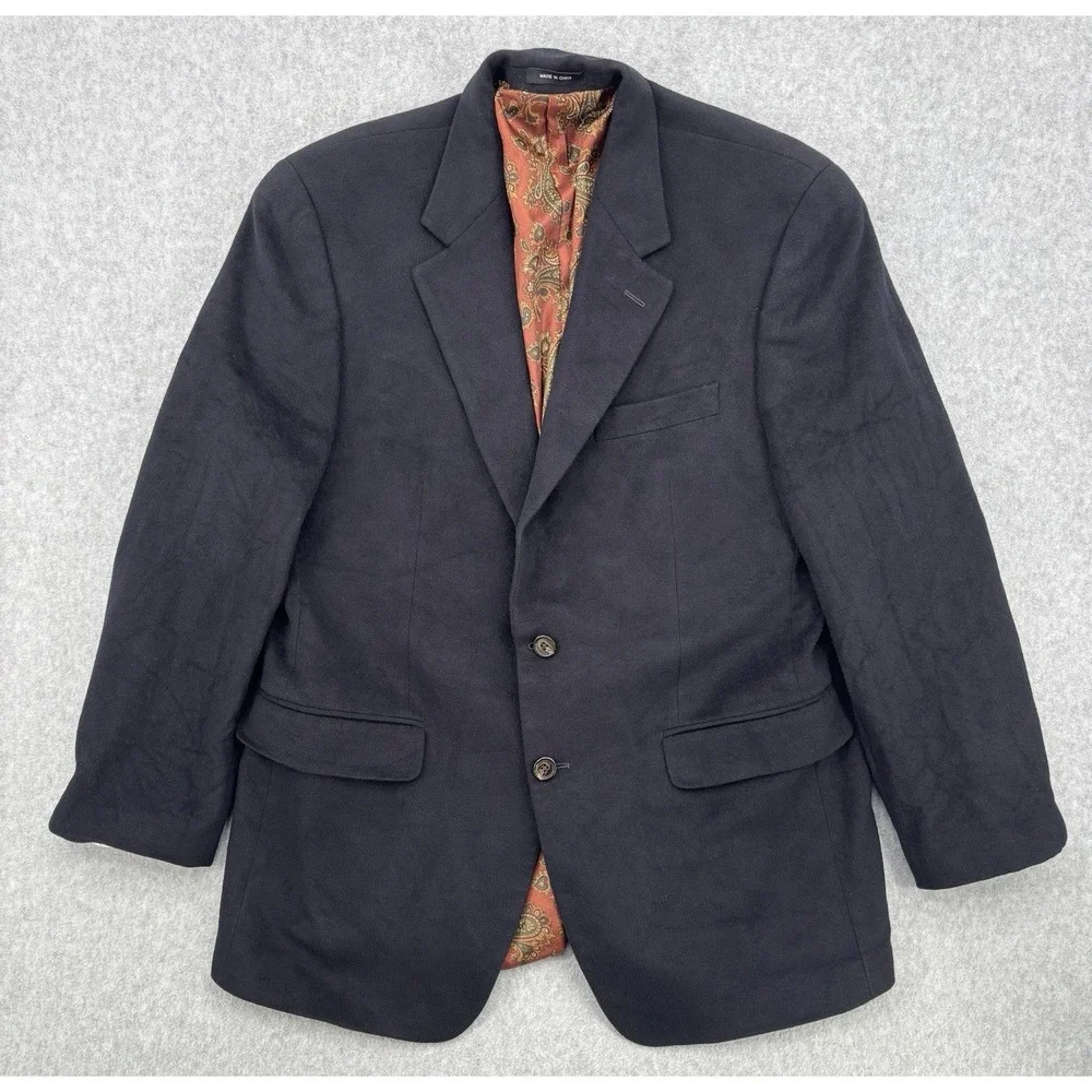 Lauren Ralph Lauren 40R Silk Wool Cashmere Black Sport Coat Blazer Paisley