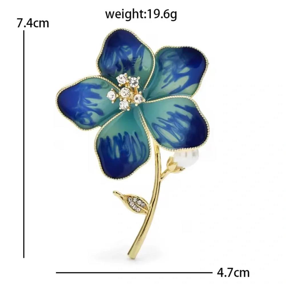 Lavender Crystal Flower Brooch – Purple Enamel Floral Rhinestone Pin