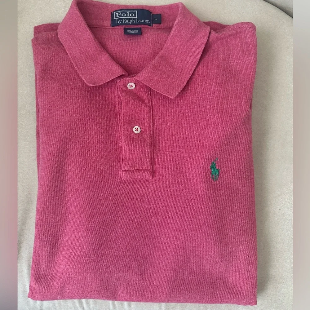 Polo Ralph‎ Lauren Polo Shirt Mens L Red/Pink Heather 100% Cotton Short Sleeve