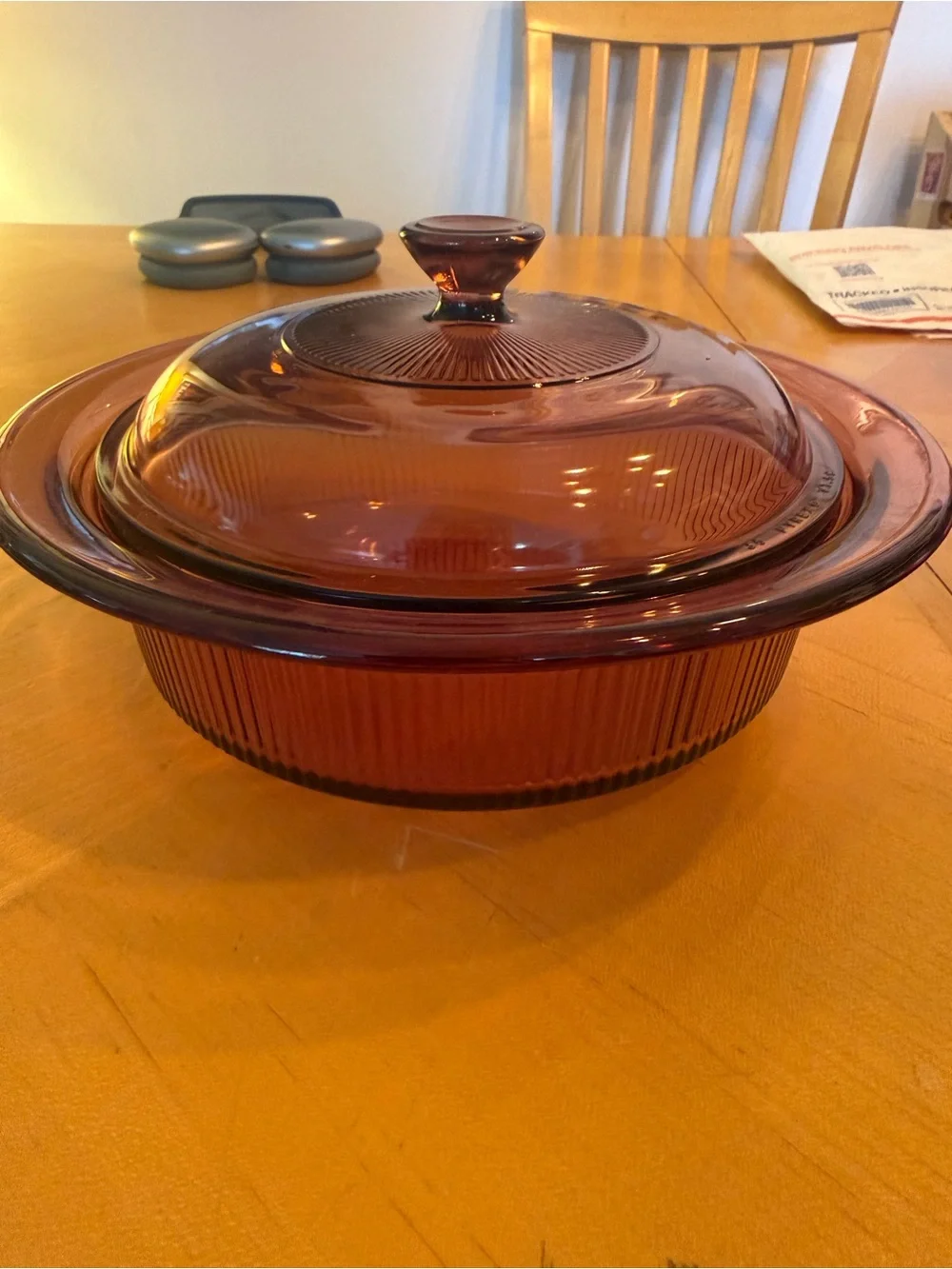 Vintage Corning Visions Cranberry Purple Covered Casserole Dish V-31-B 1L w/ Lid