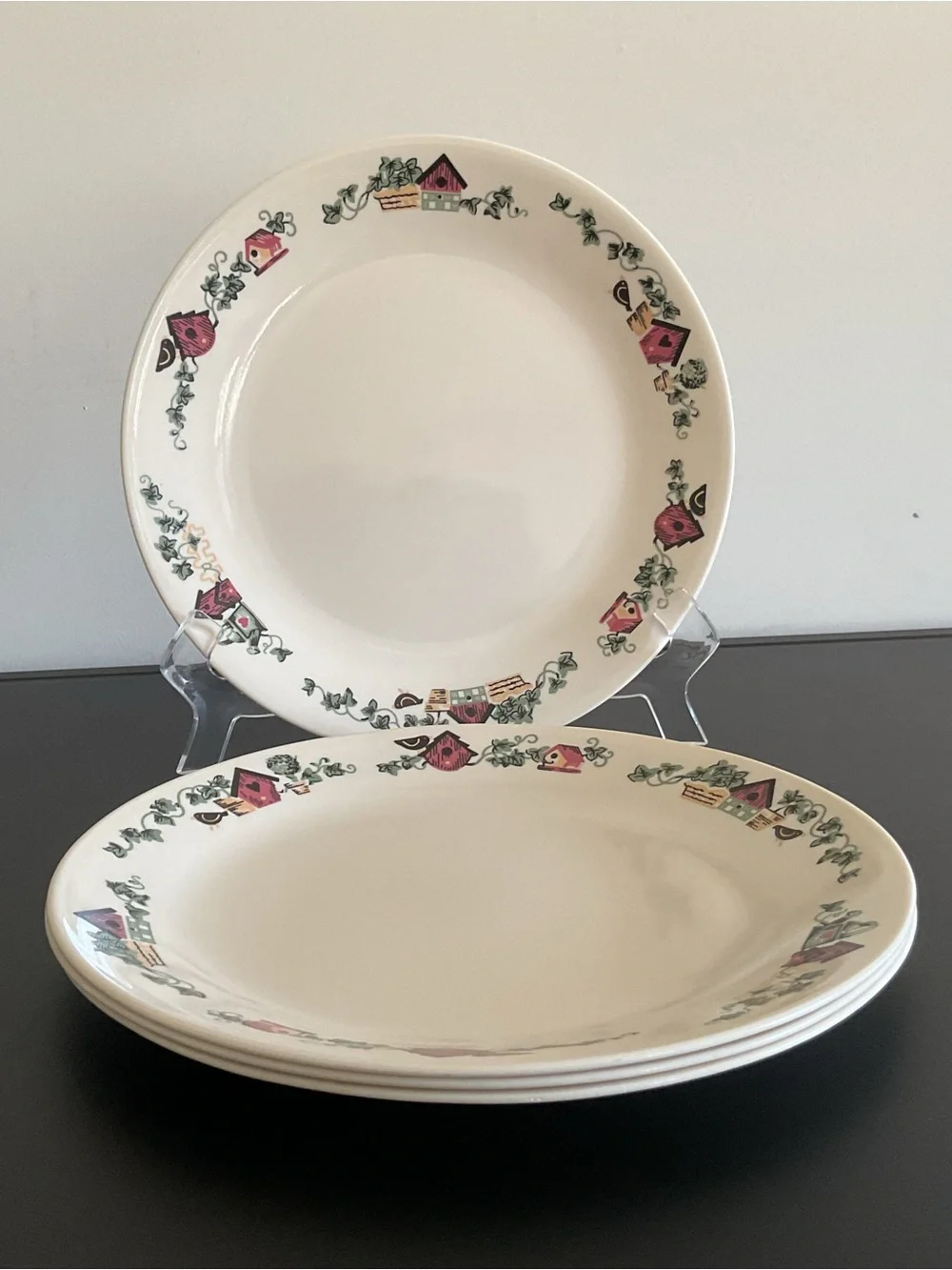 Corelle Corning Retired Garden Home Pattern Dinner Plates Set of 4,  10.25”
