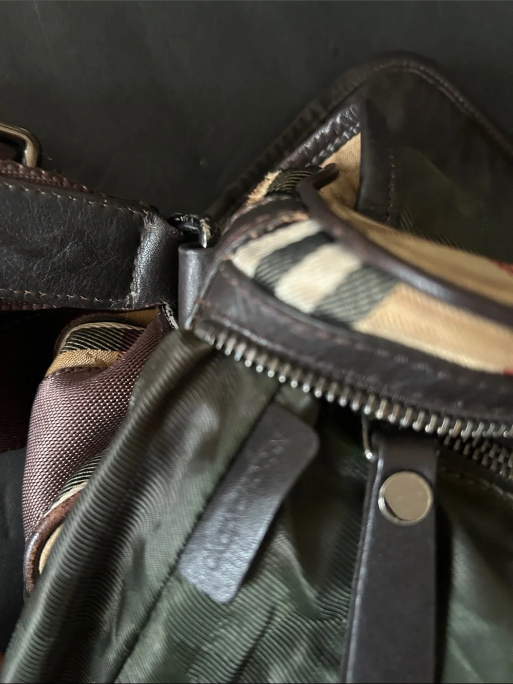Beautiful Beige Plaid Crossbody Messenger Bag