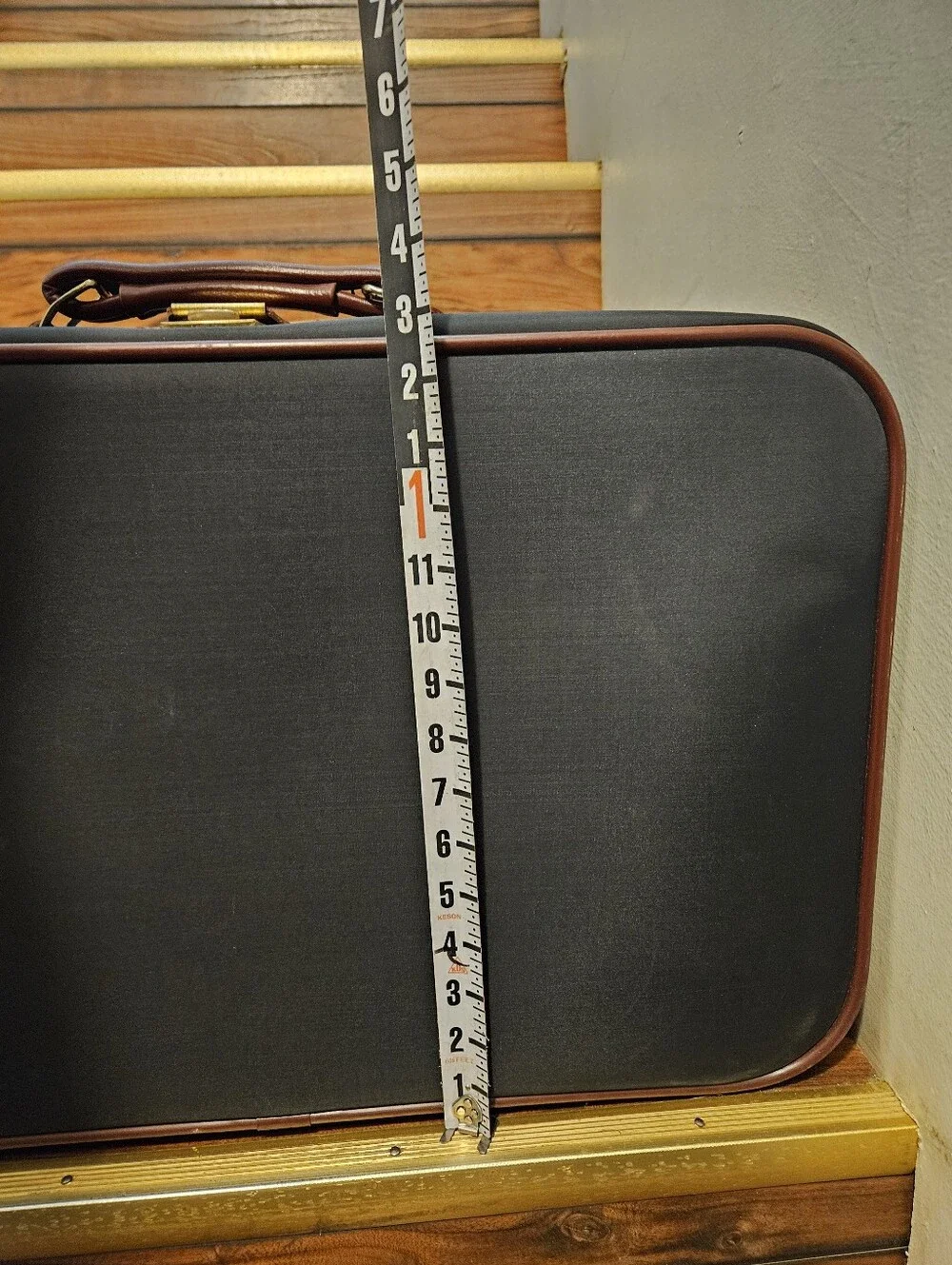 Sears and Goode blacksuitcase with faux leather trim  #travel