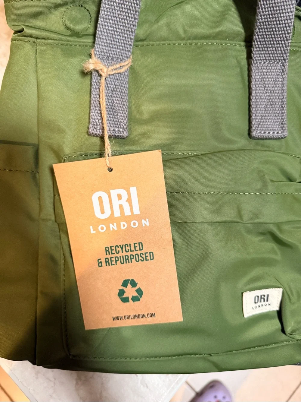 Orion London Olive Green Roll-Top Mini Backpack