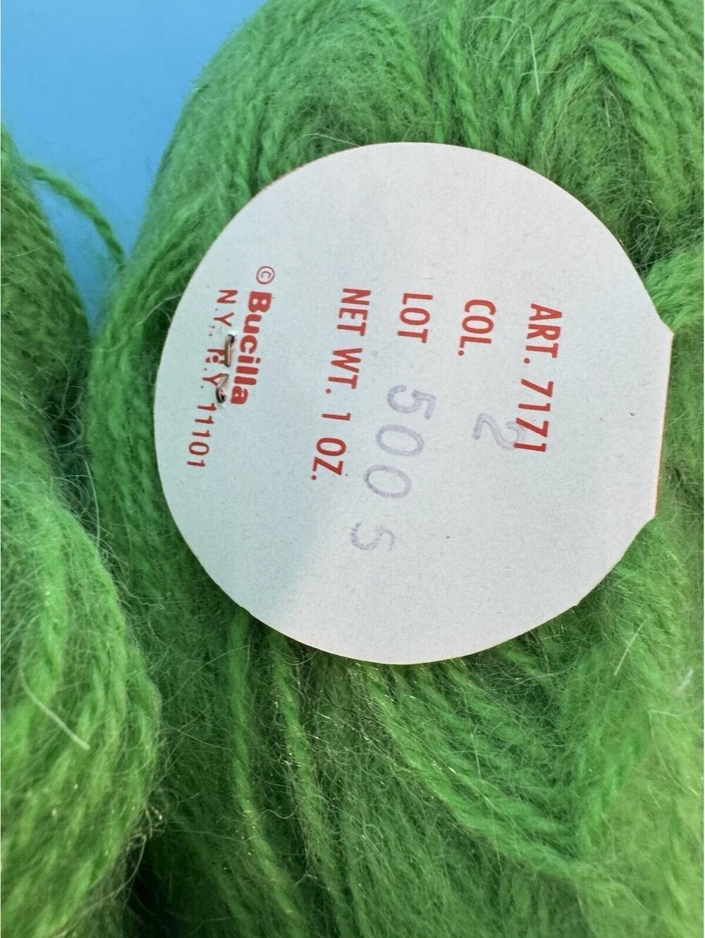 7 Vintage Bucilla Melody Mohair Blend Yarn Skeins Bright Green 1 oz Italy