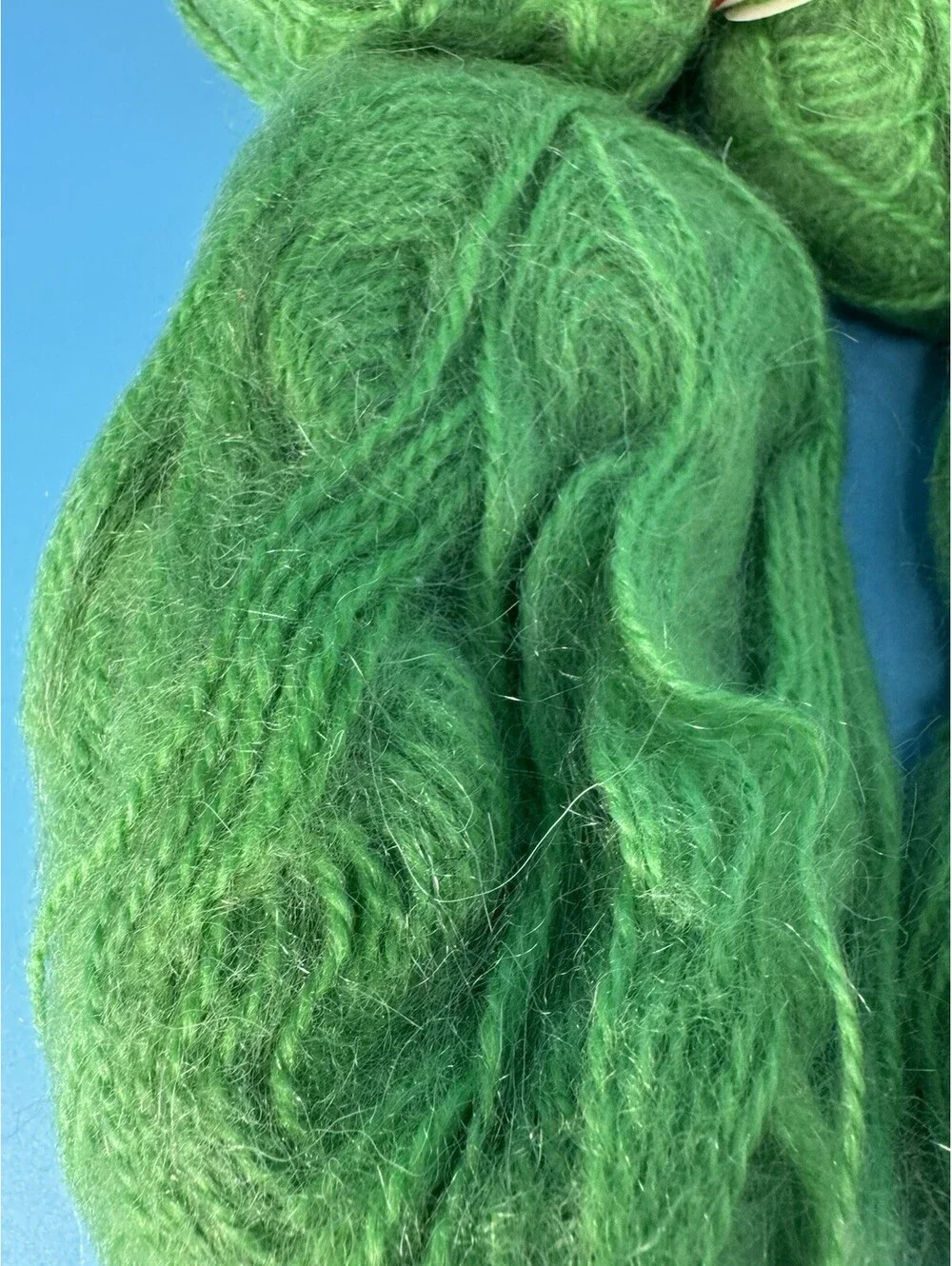 7 Vintage Bucilla Melody Mohair Blend Yarn Skeins Bright Green 1 oz Italy