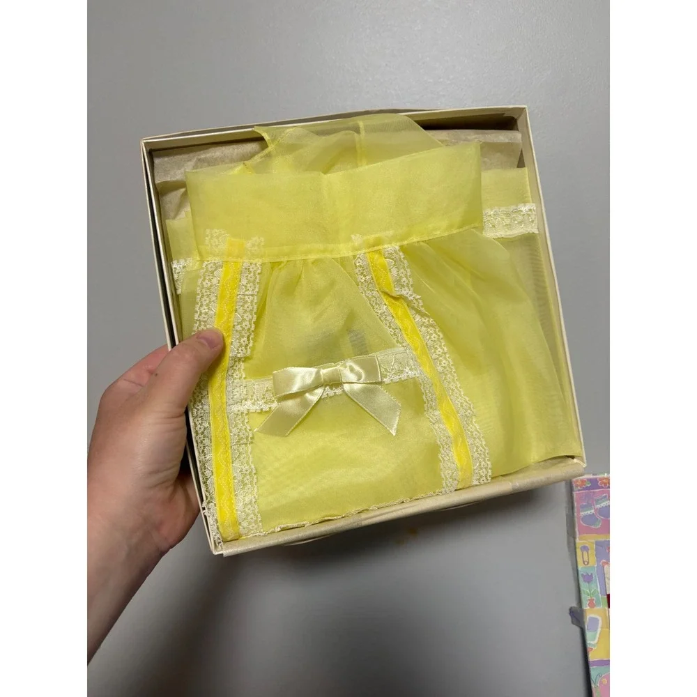 Vintage Apron By Powers Minneapolis Sheer Yellow Lace Trim New In Box