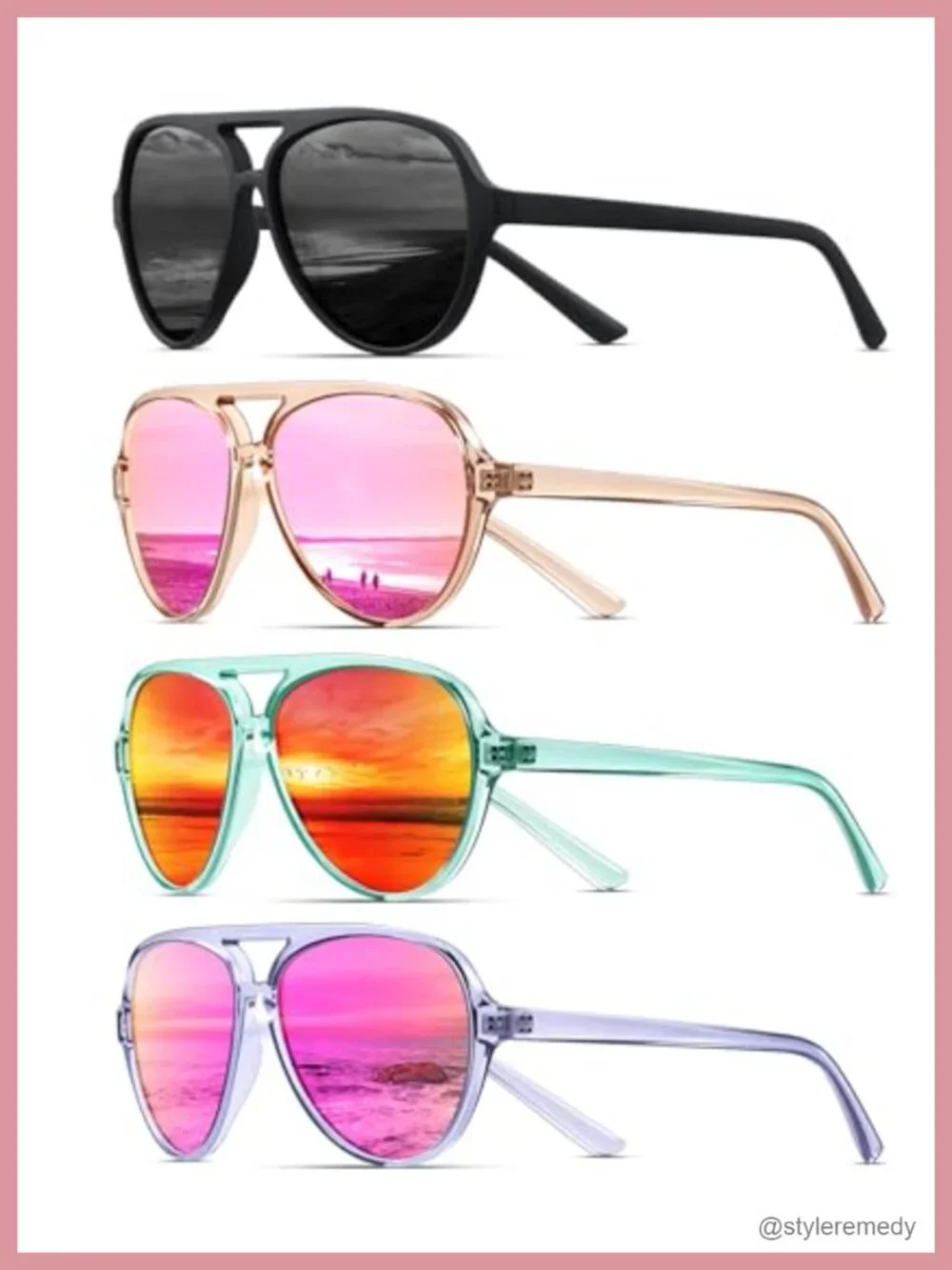 Polarized Aviator Sunglasses with Flexible Tangle-Free Frame for Running &