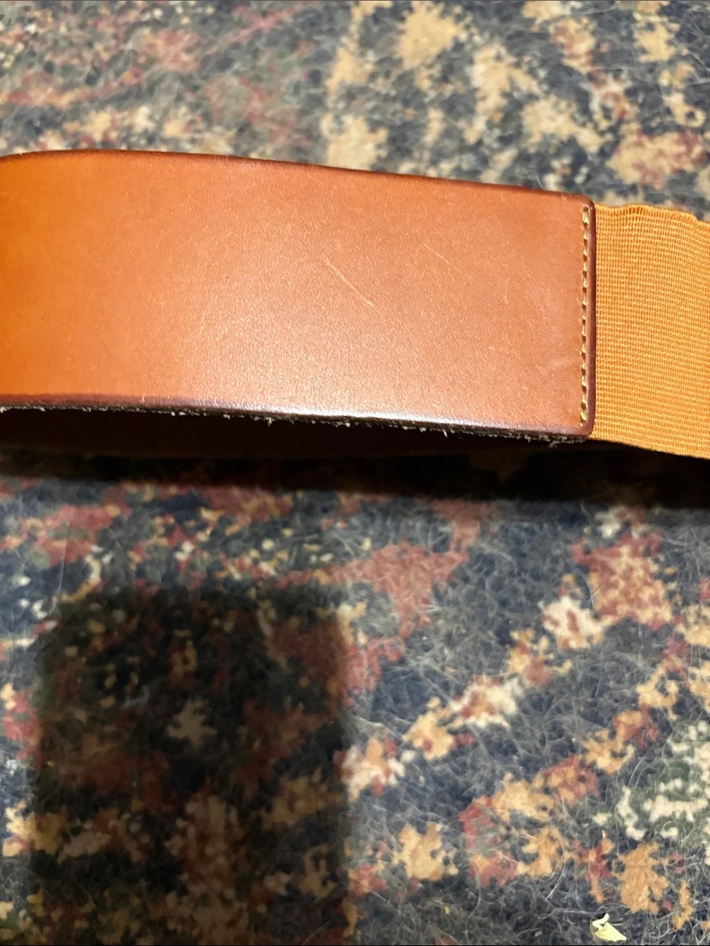 Men's Tan Leather Belt with Brass Buckle