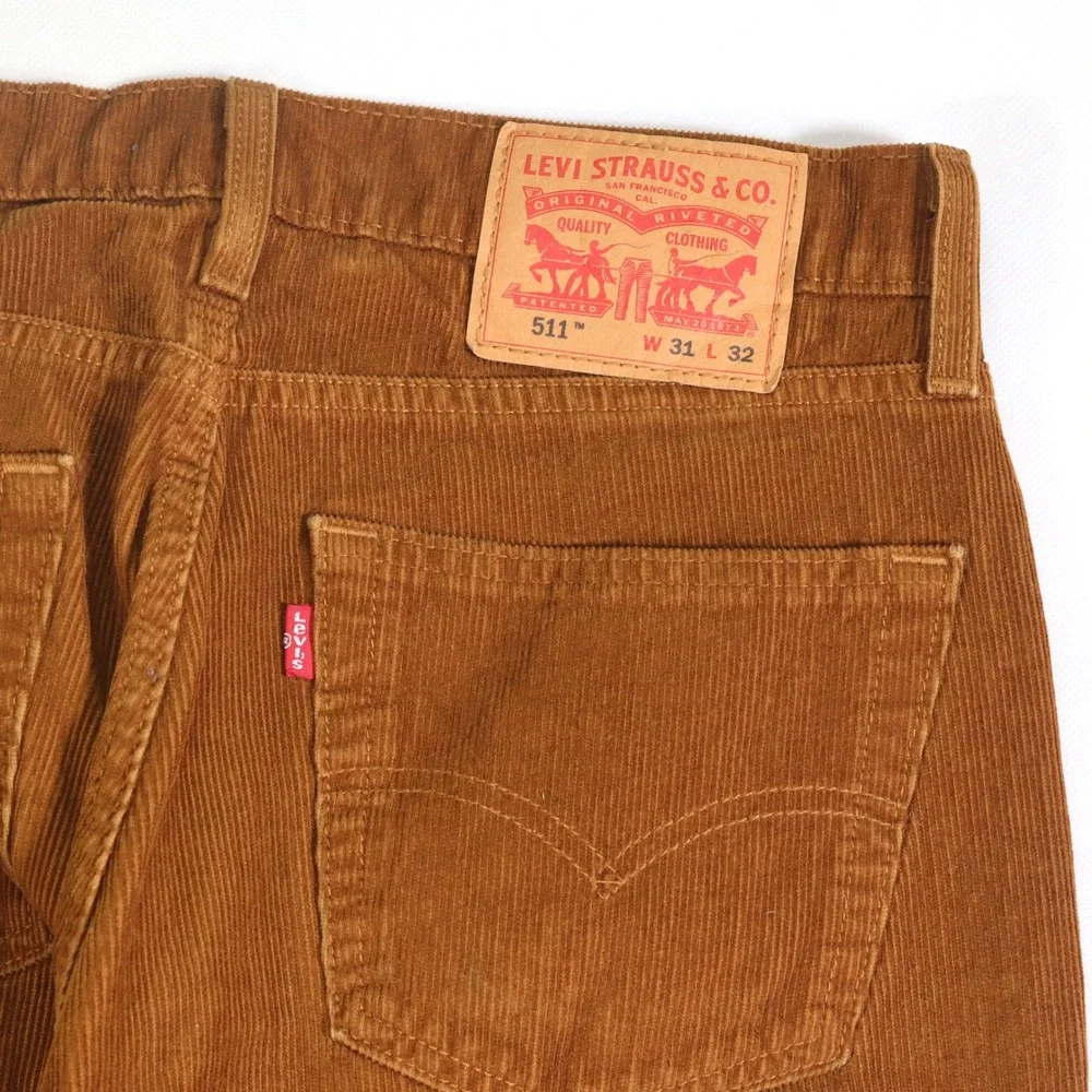 Levi's 511 Corduroy Pants Mens 31x32 Brown Slim Fit Stretch Casual Fall Wear