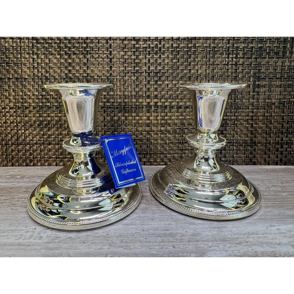 VTG Mayfair Silverplated Candlesticks Pair - Made in England - 4