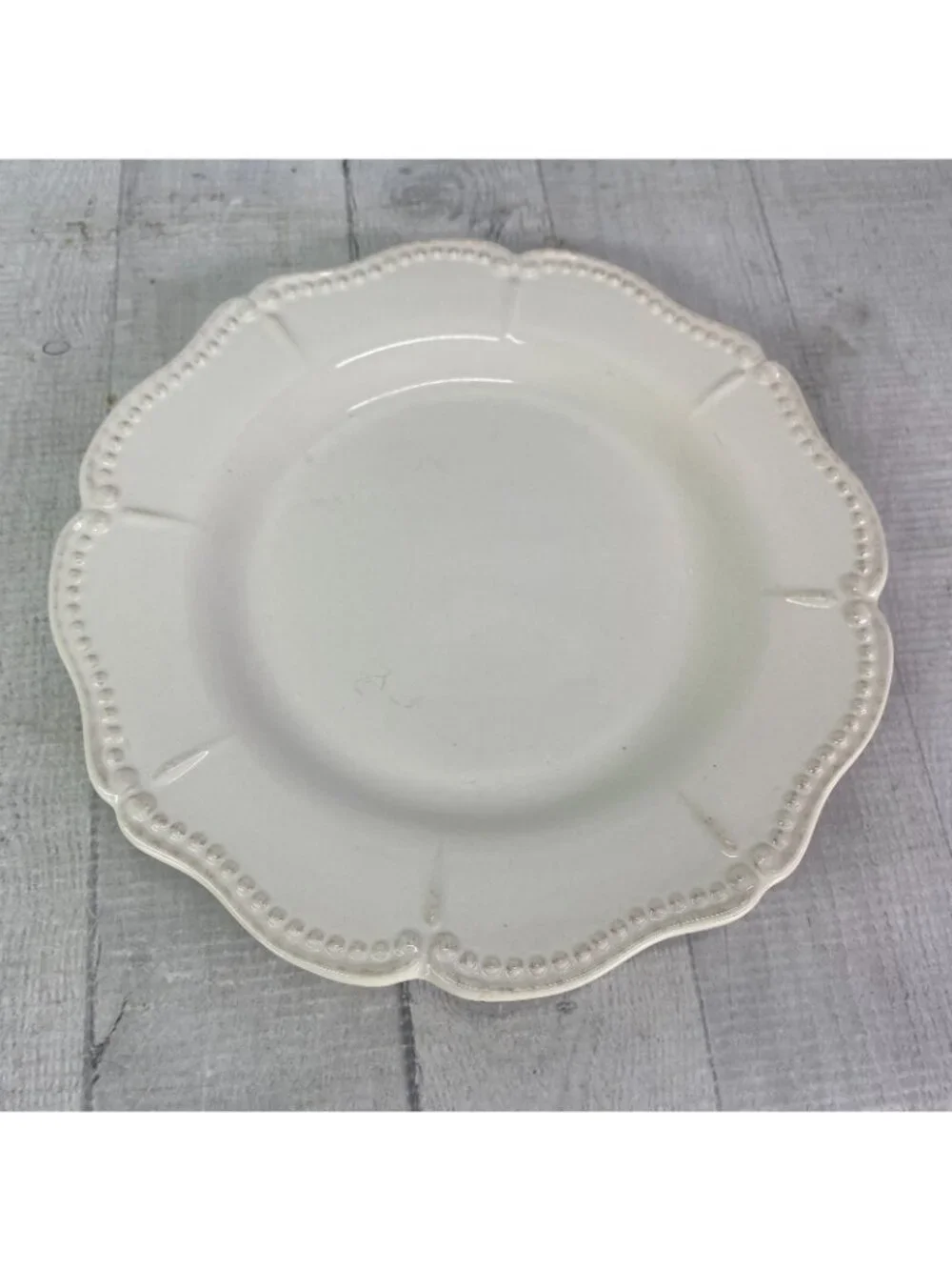 Chris Madden JCPenny ADALINA Ivory Embossed Stoneware Salad Lunch Plates Set 4