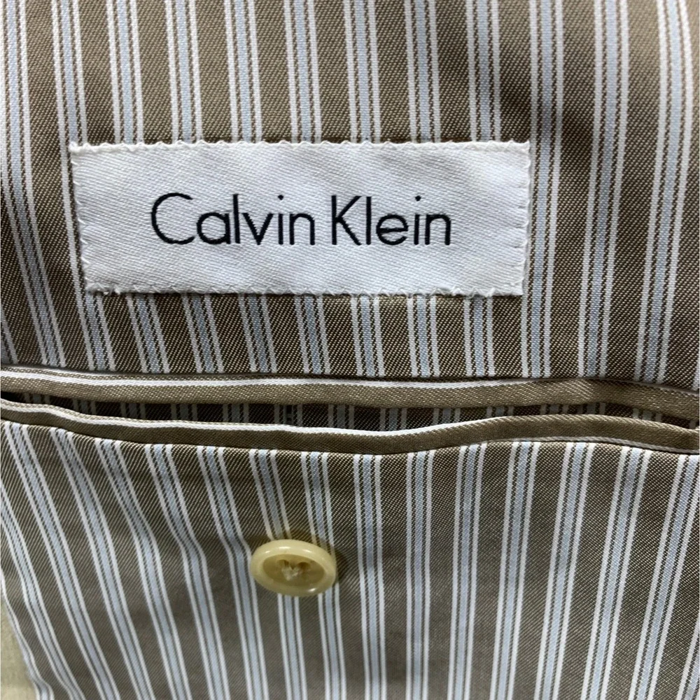 Calvin Klein Linen Blazer Mens 44R Beige 2 Button Vented Breathable Sport Coat