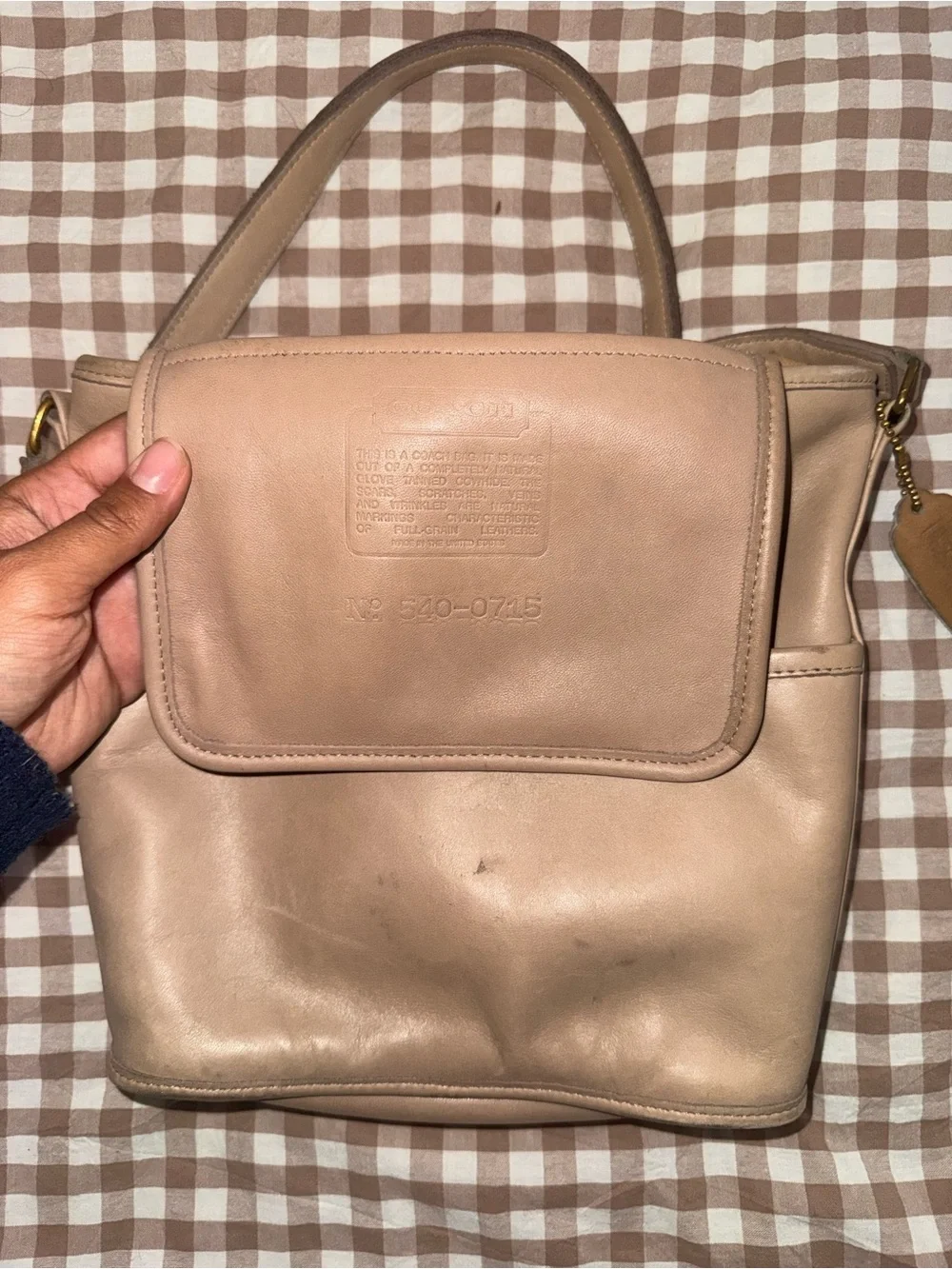 Vintage 80s COACH Leather Bucket Bag, Tan Crossbody Shoulder Bag, Made in USA