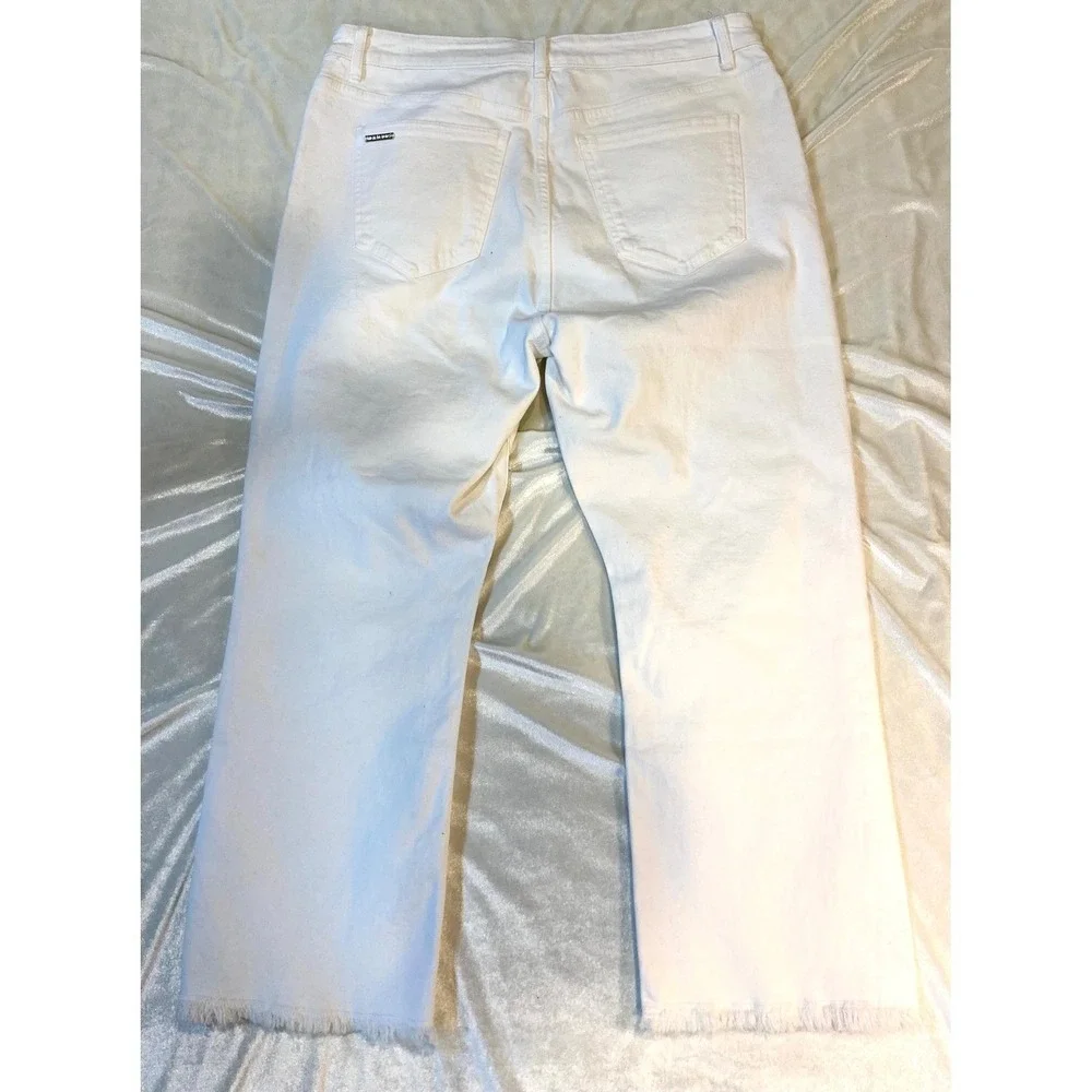 Michael Kors Jeans Womens White Wide Leg Button Fly  Raw Hem Denim EUC Size‎ 14