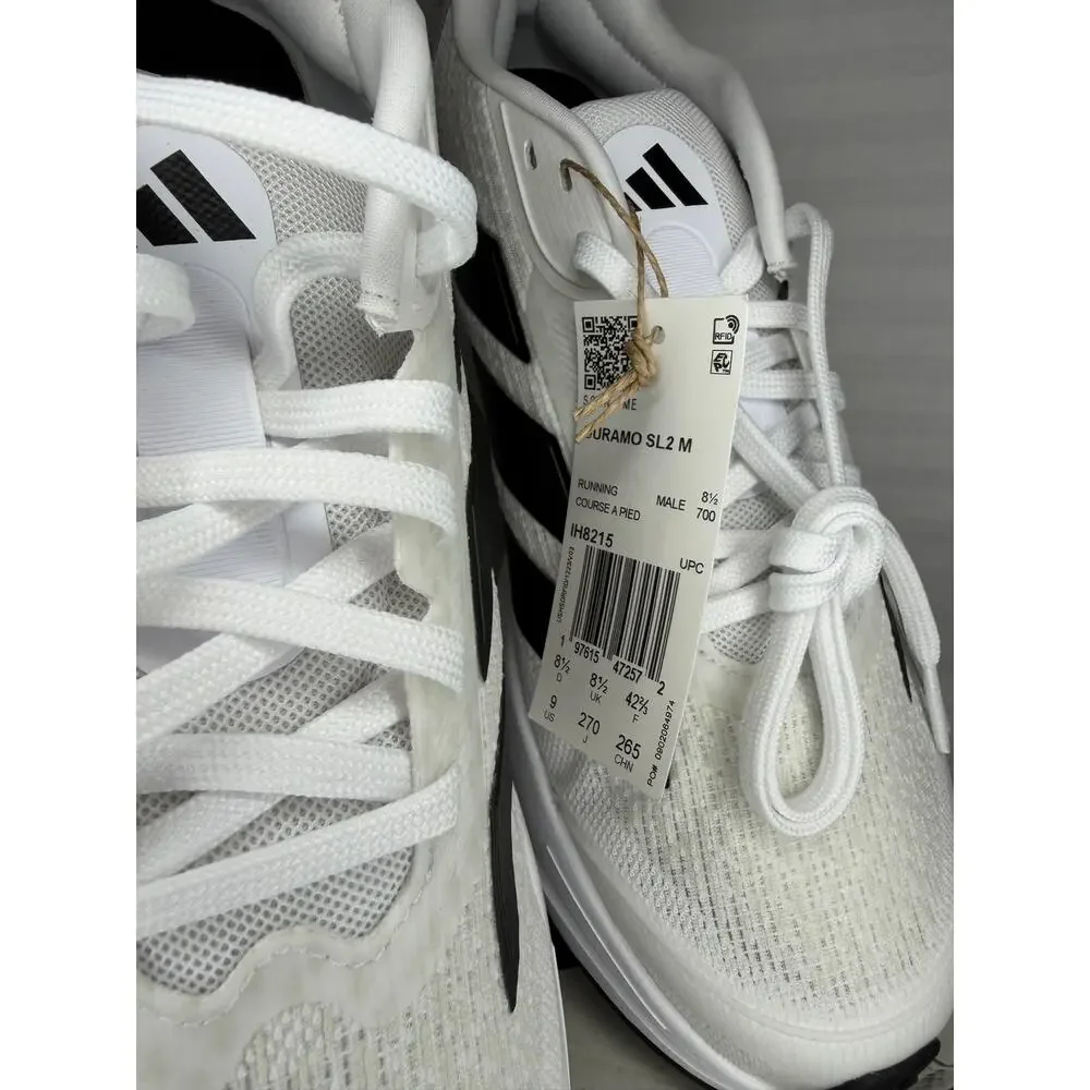Adidas Duramo SL2 Running Shoes Men’s 9 White Black Lightmotion NWT