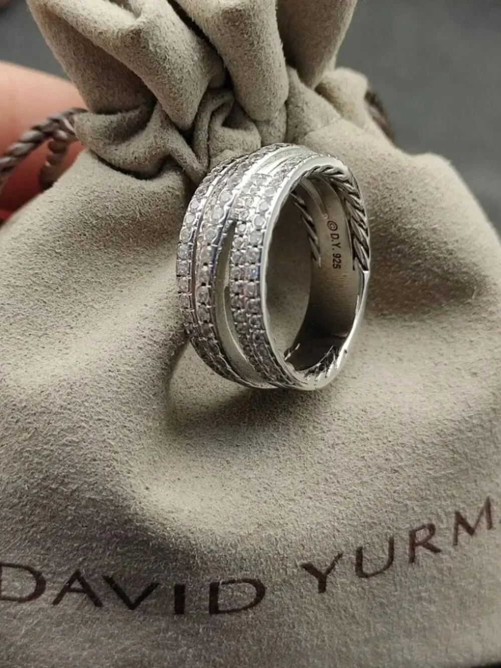 David Yurman full diamond cross ring