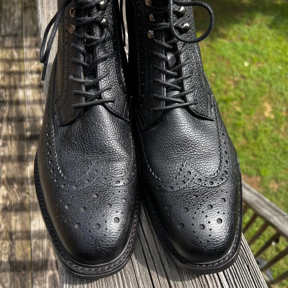 Aldo Larewiel Dress Boot Wingtip 12 Black Dark Academia Heritage Core Brogue