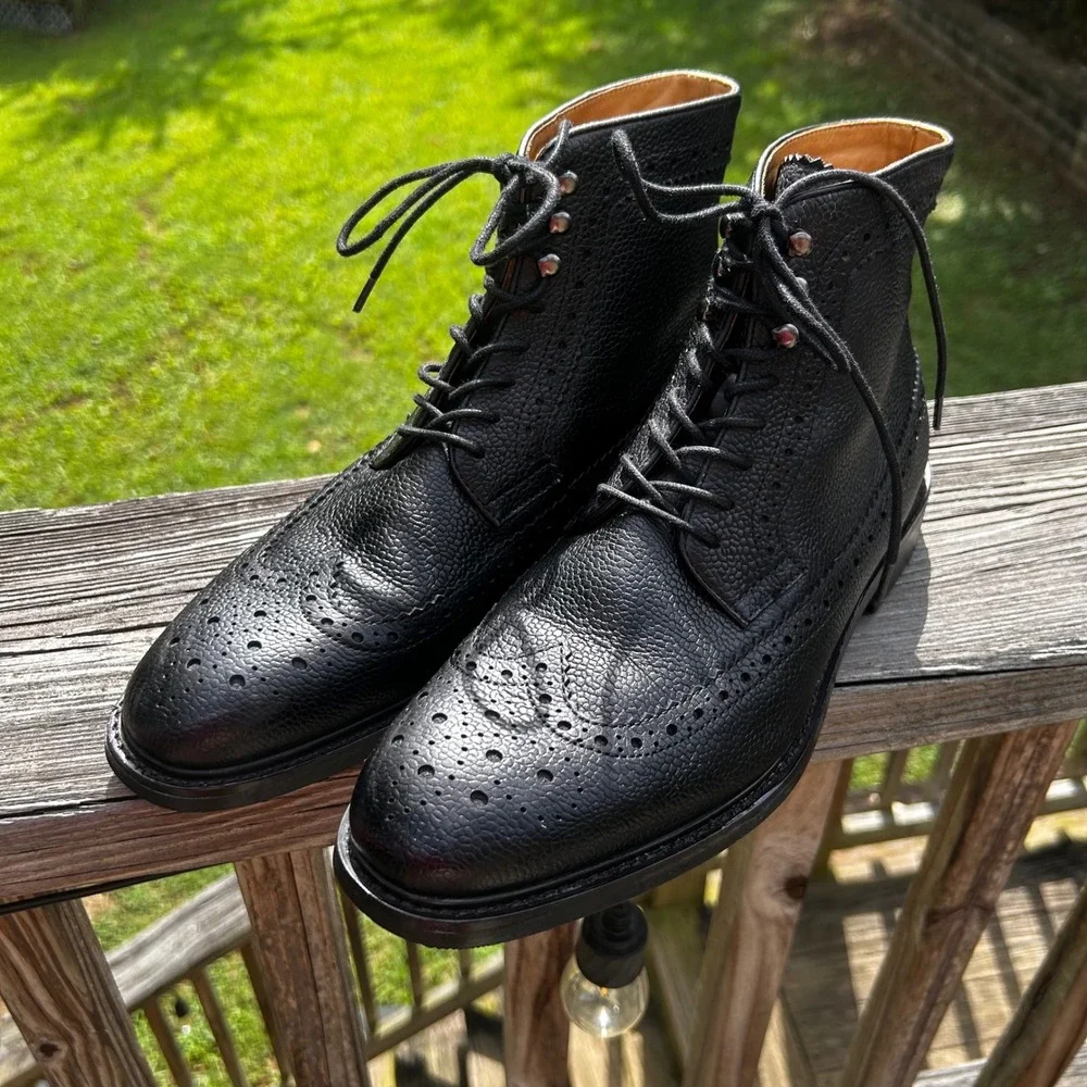 Aldo Larewiel Dress Boot Wingtip 12 Black Dark Academia Heritage Core Brogue