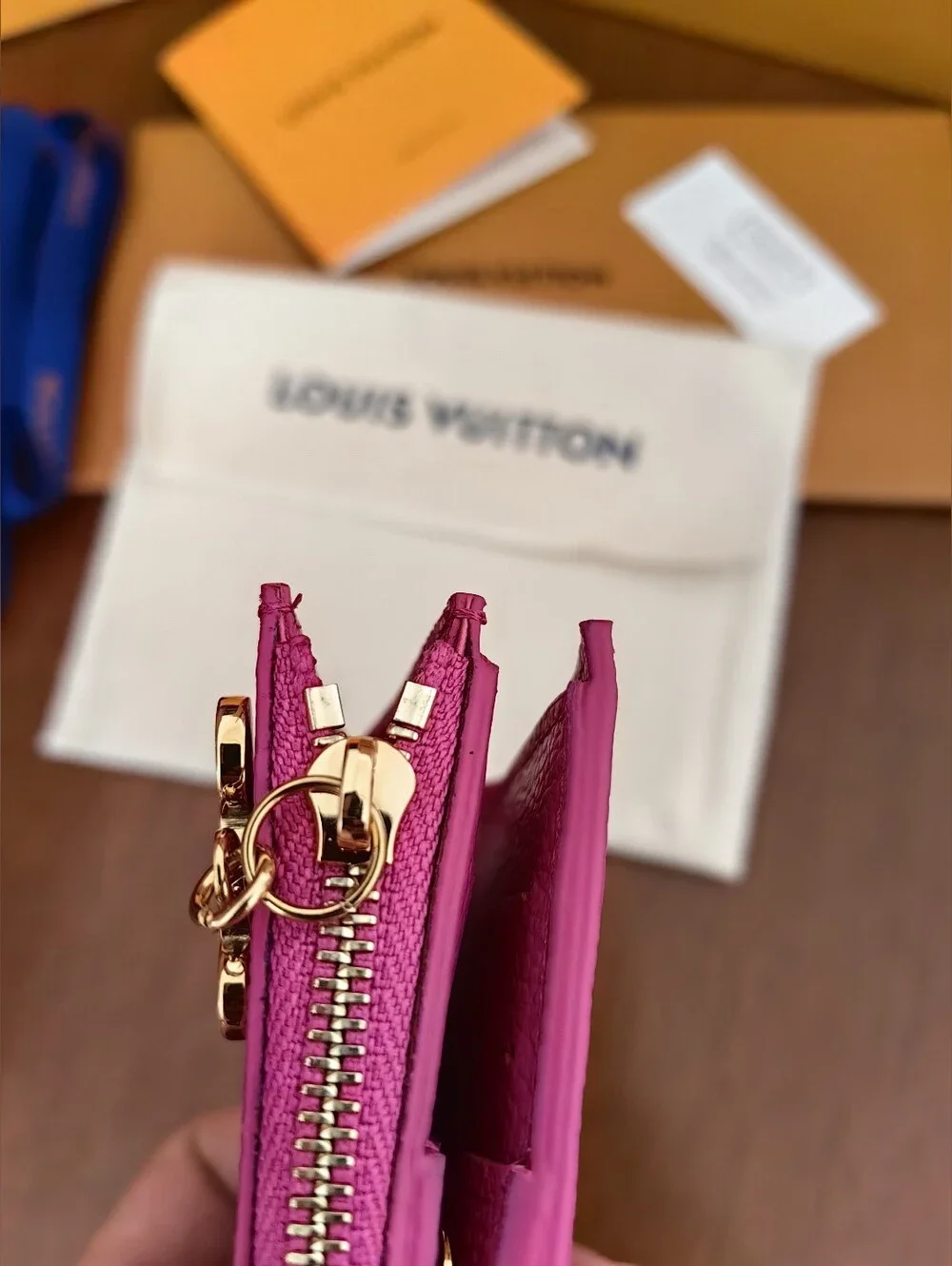 Louis Vuitton Pink Embossed Monogram Small Wallet with Gold Charm