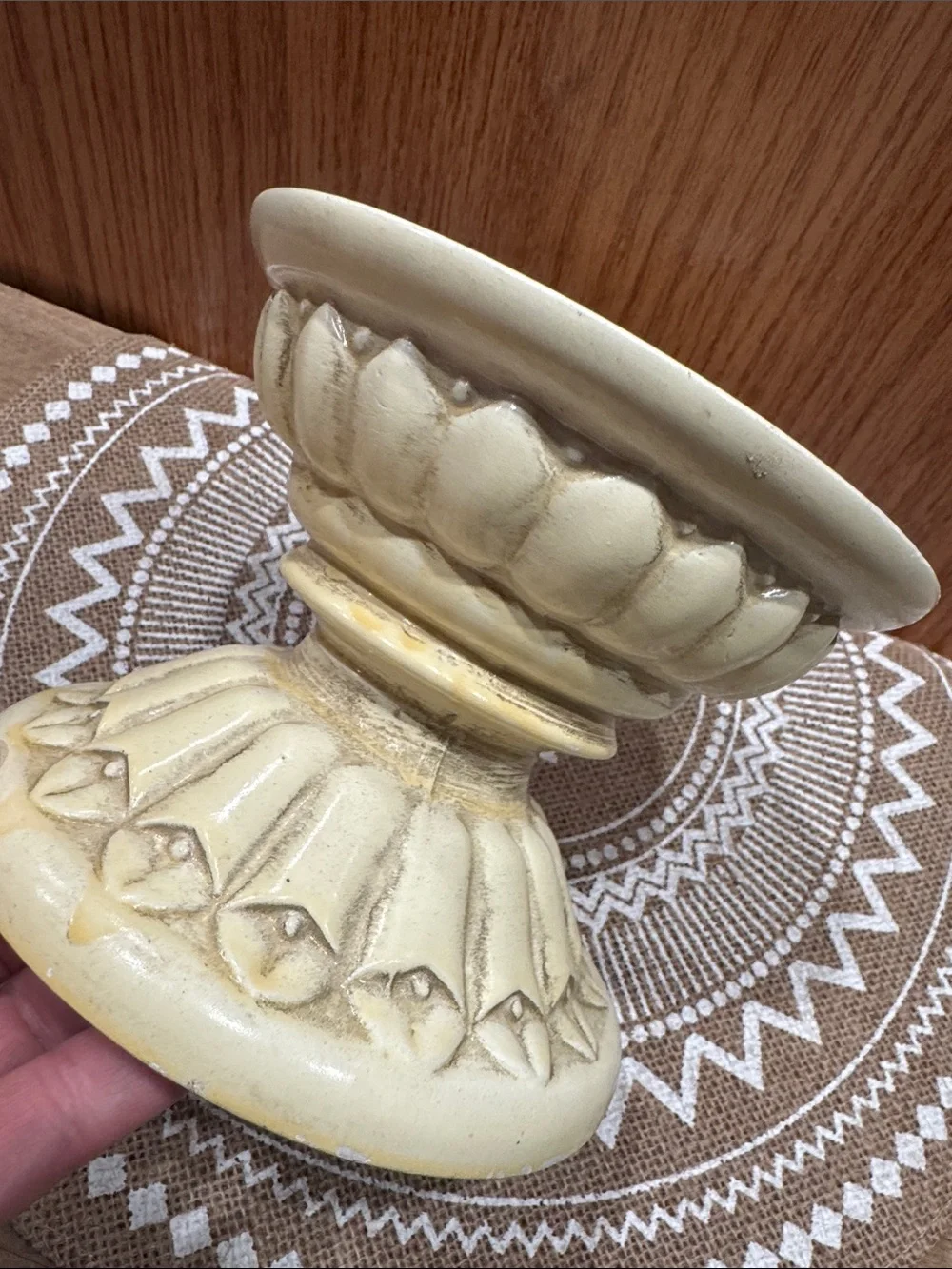 Mid Century VTG Decorative Ceramic Pedestal Greek Style Pillar Candle Holder