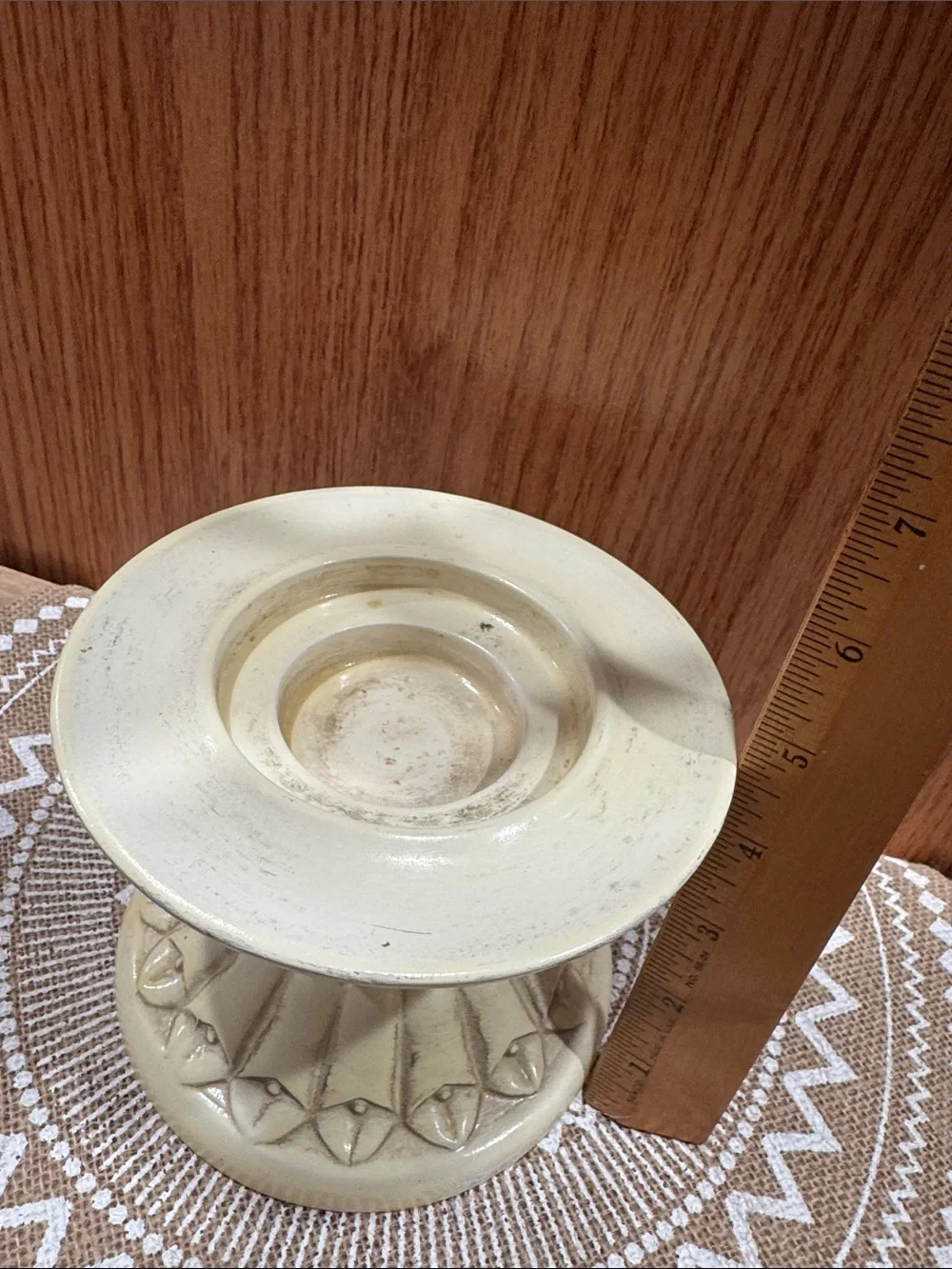 Mid Century VTG Decorative Ceramic Pedestal Greek Style Pillar Candle Holder