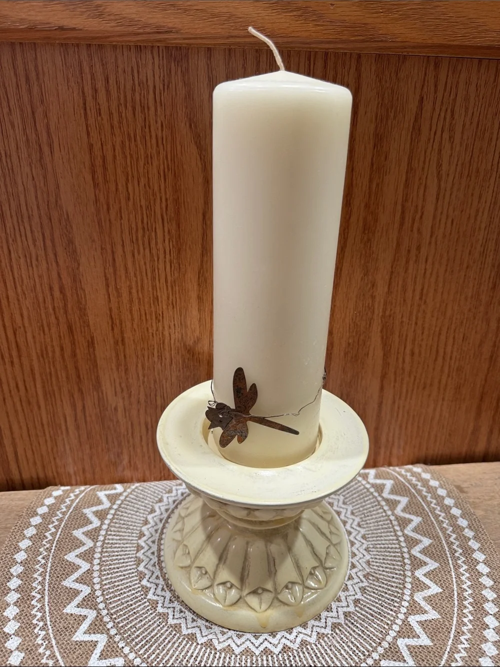 Mid Century VTG Decorative Ceramic Pedestal Greek Style Pillar Candle Holder