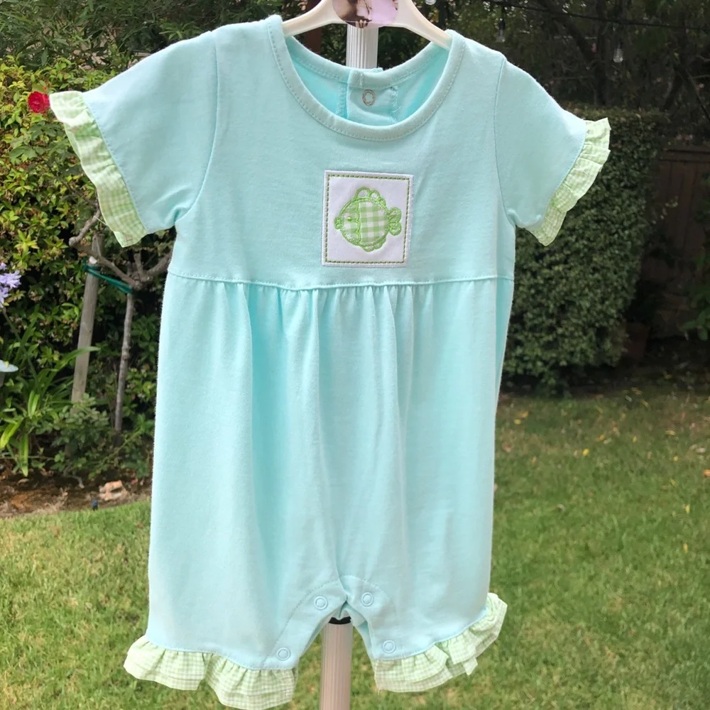🍍NWT‎ Agabang Romper w Fish 🐠 Appliqué 3mo